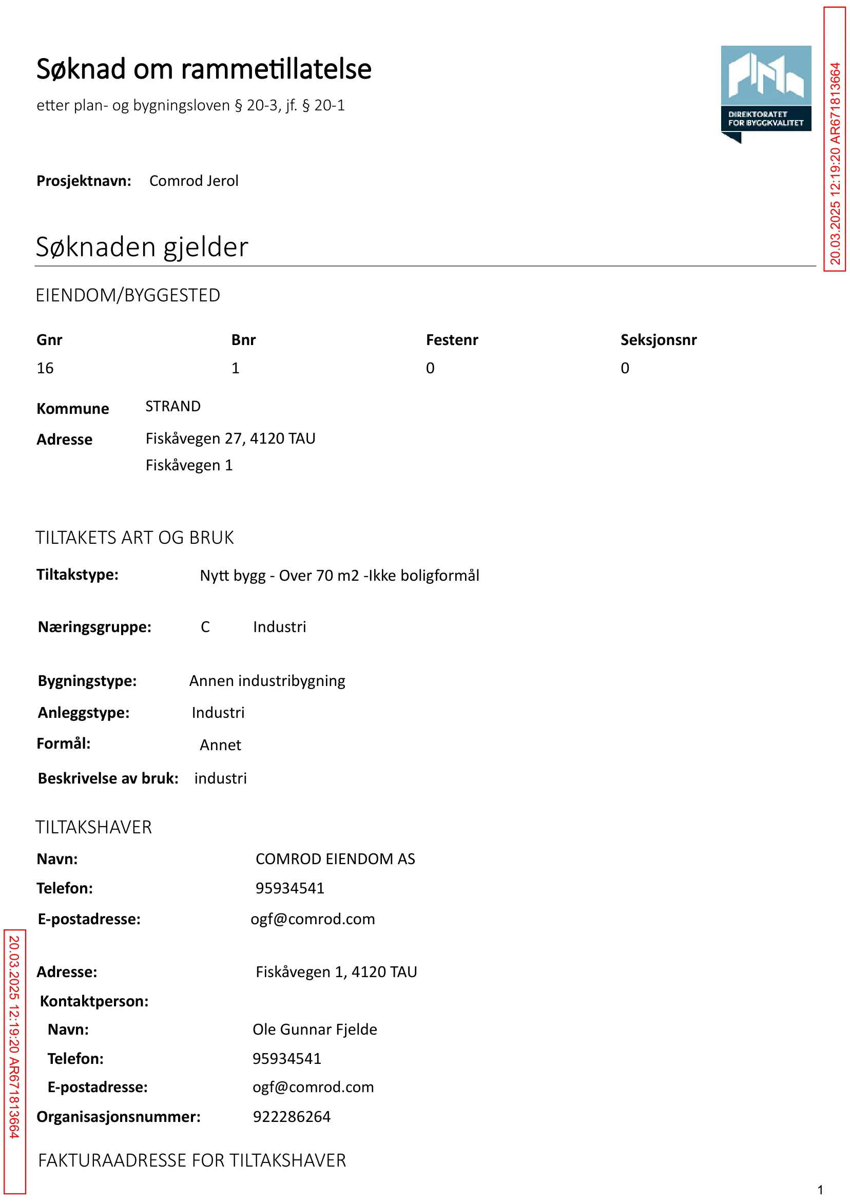 Søknad om rammetillatelse
