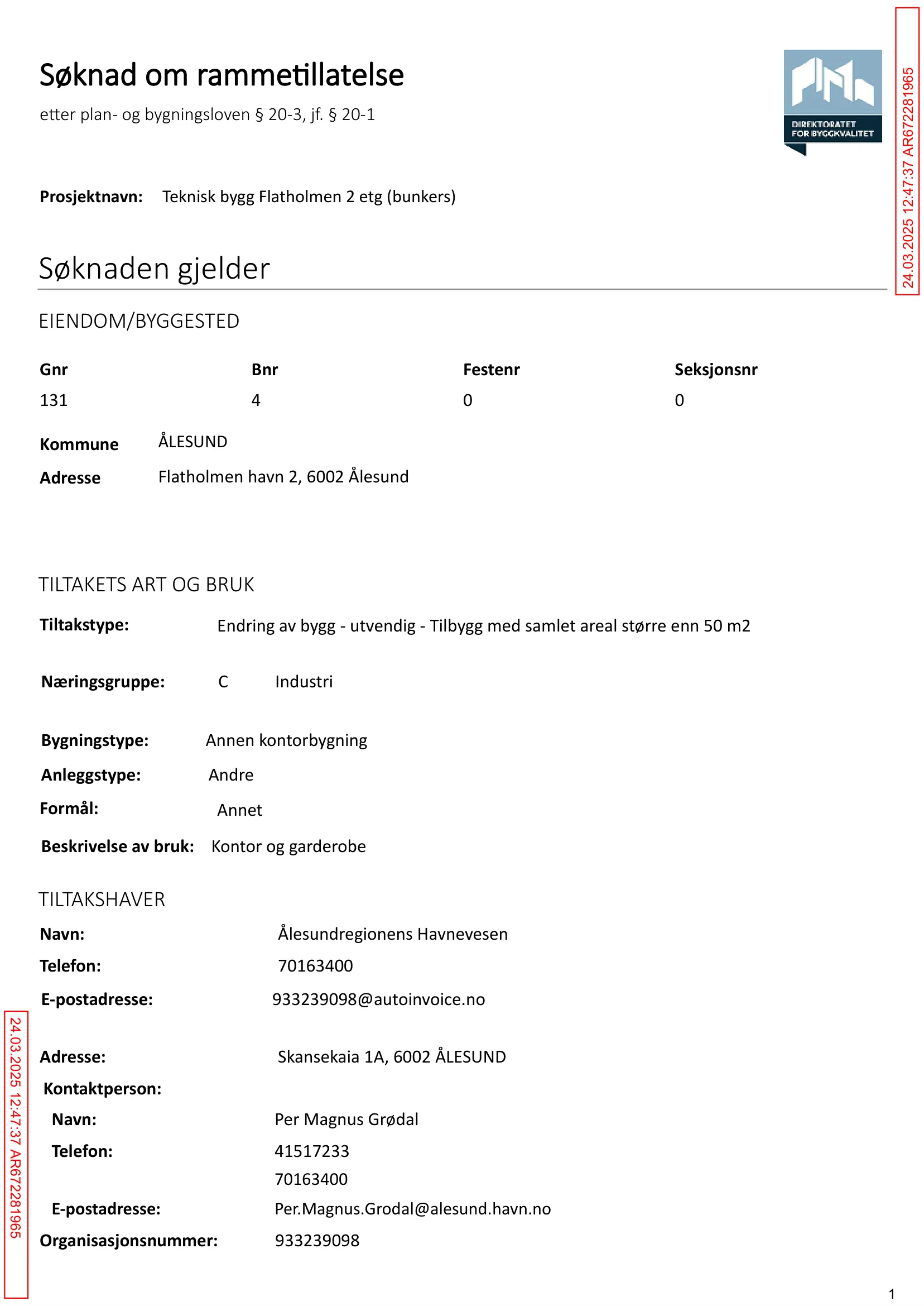 Søknad om rammetillatelse