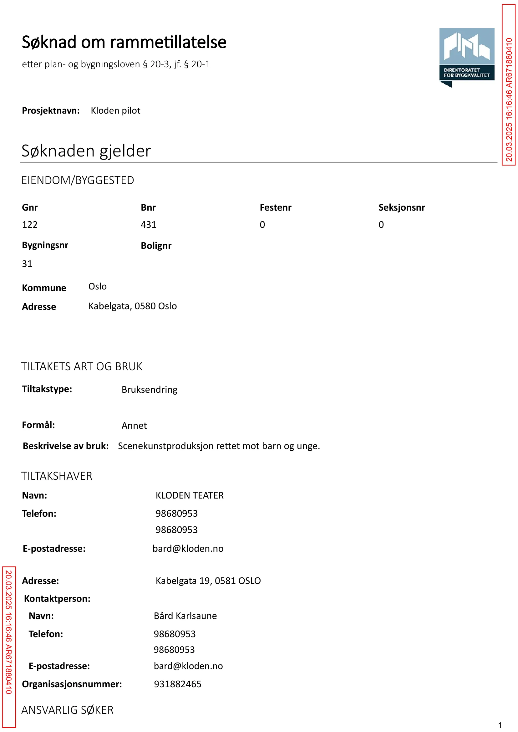 Søknad om rammetillatelse