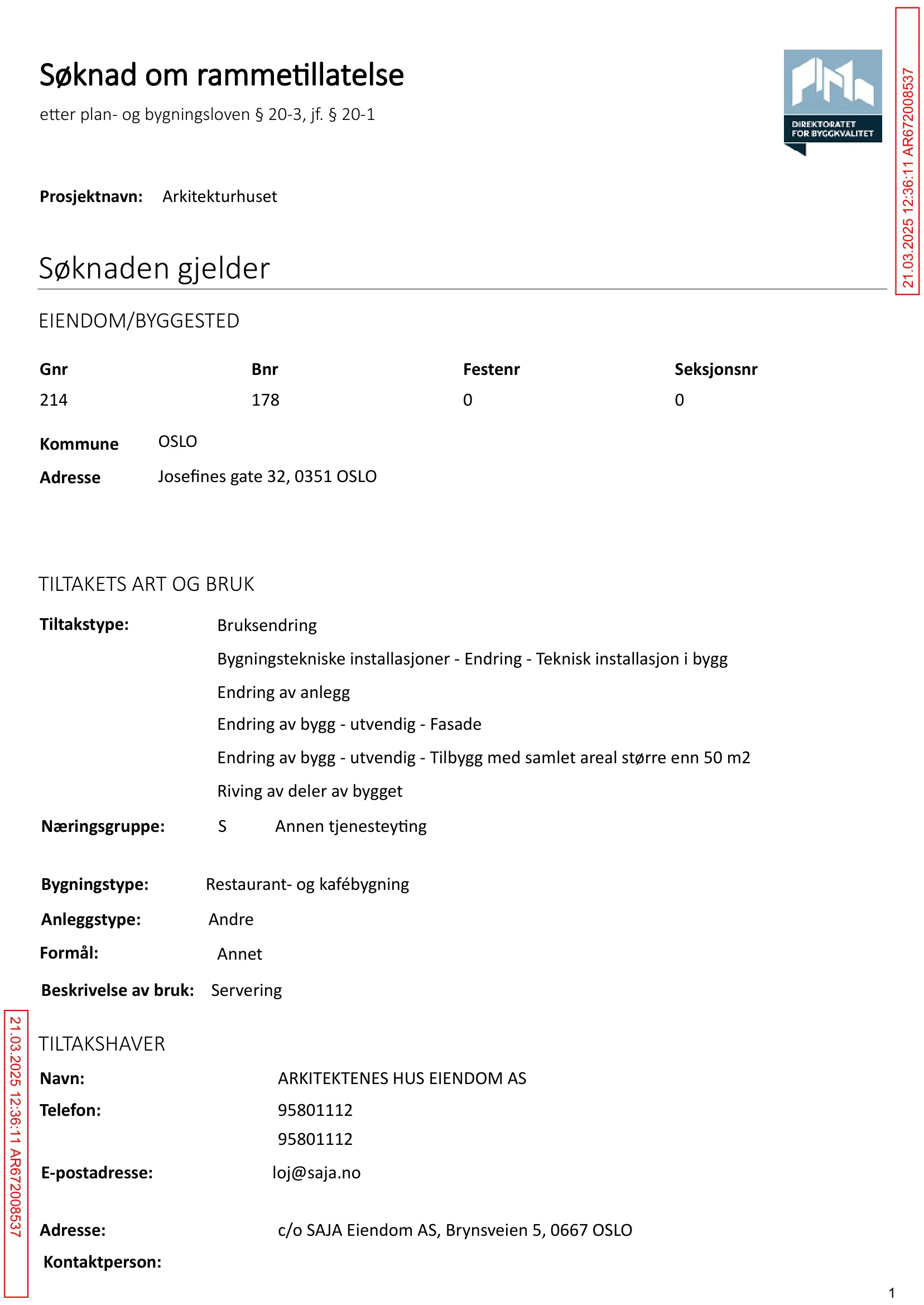 Søknad om rammetillatelse