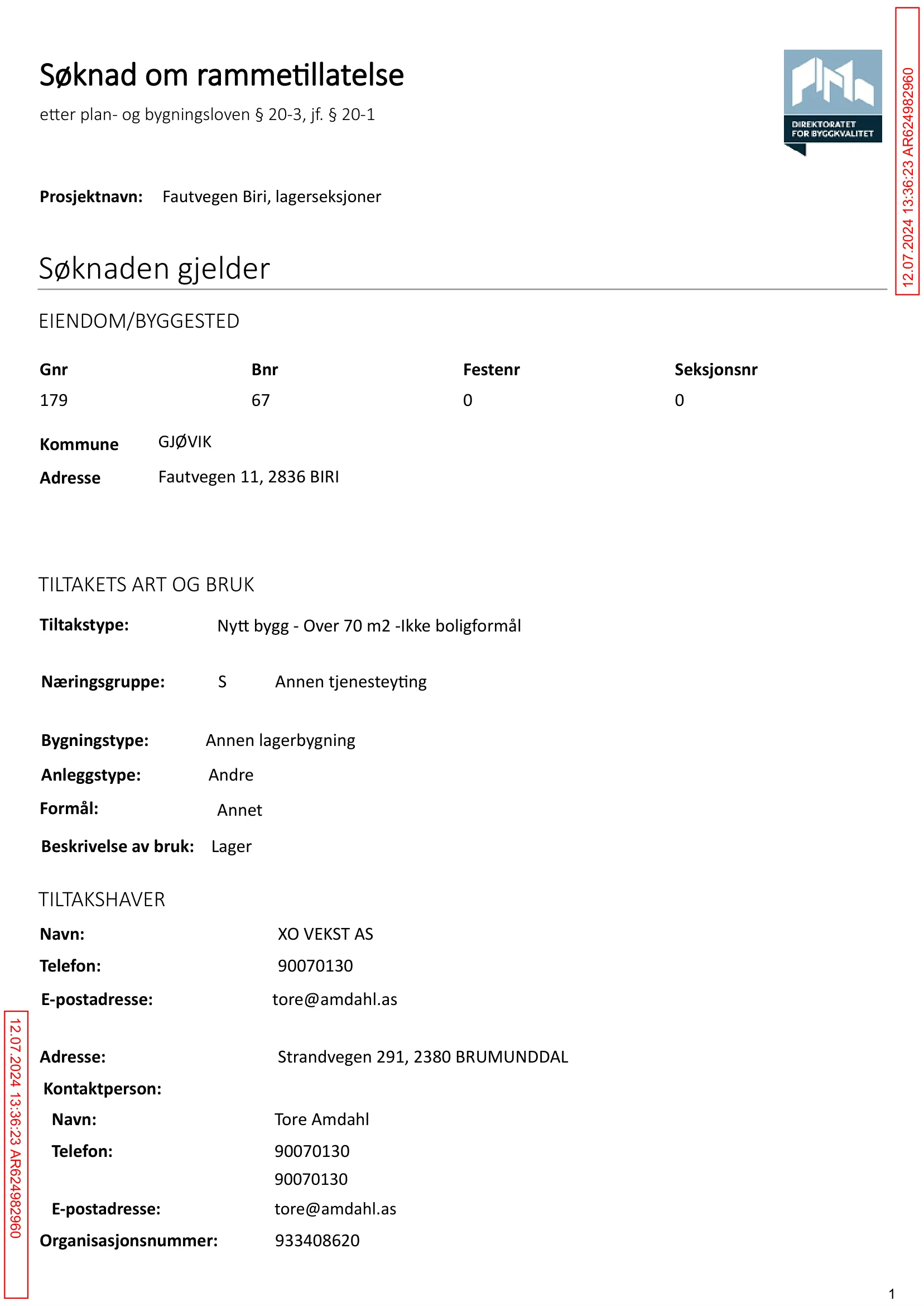 Søknad om rammetillatelse