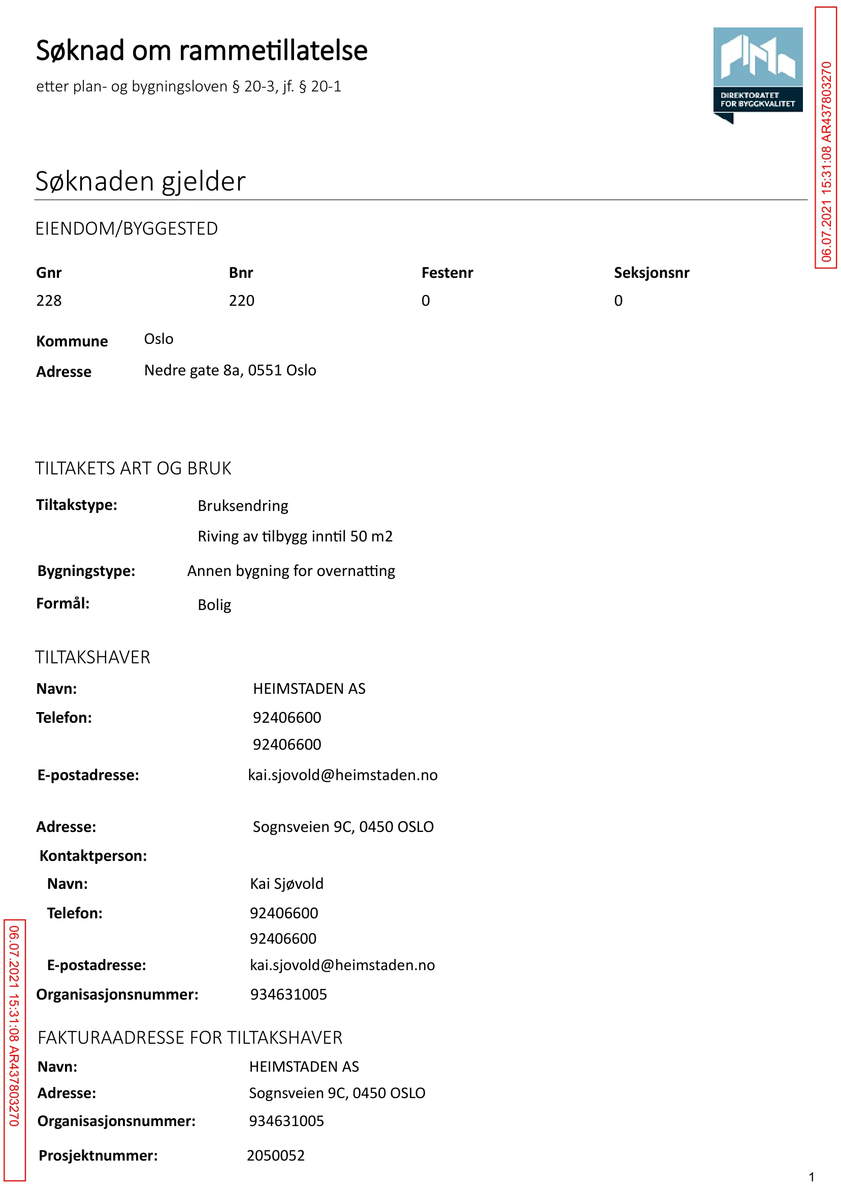 Søknad om rammetillatelse
