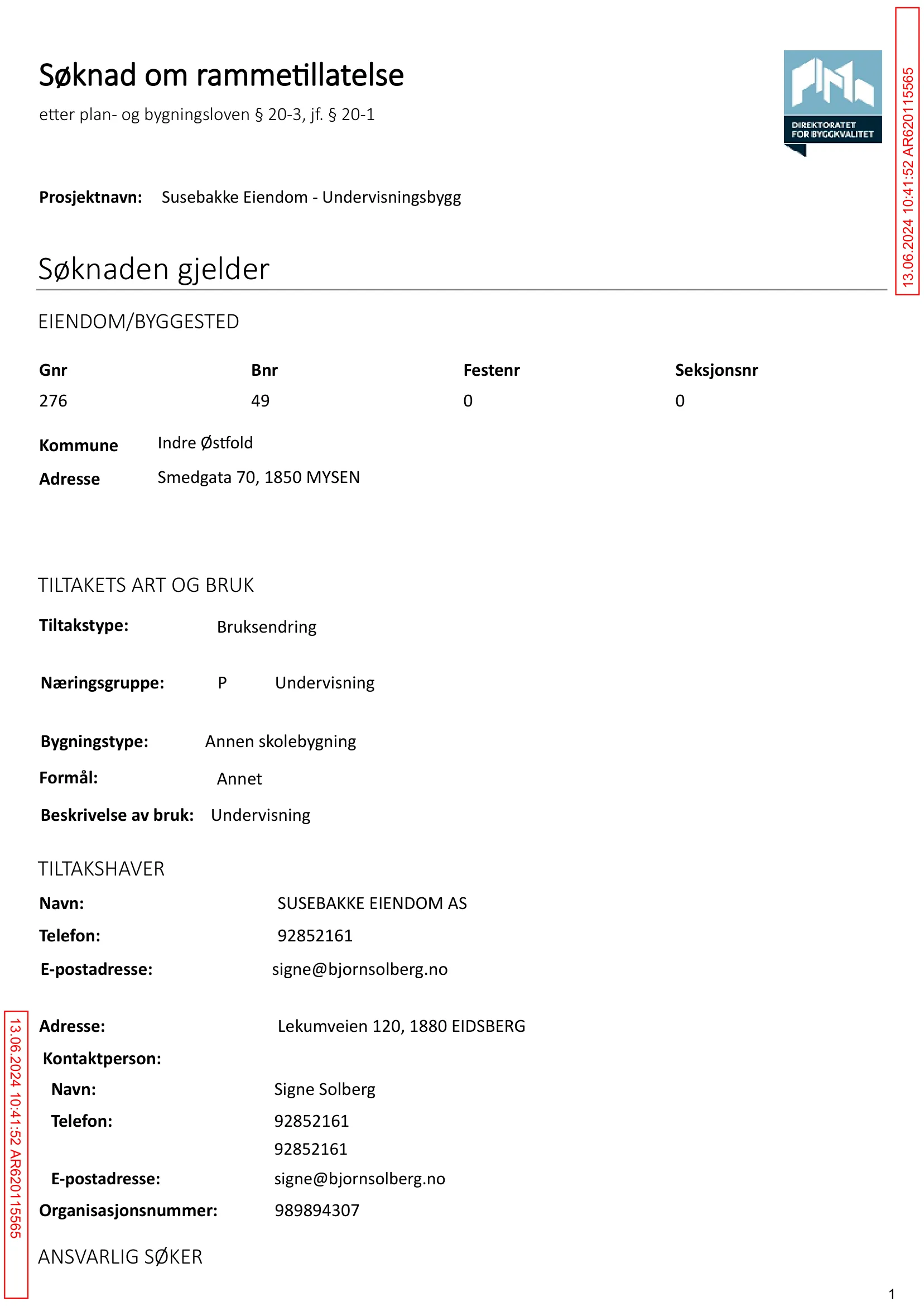 Søknad om rammetillatelse