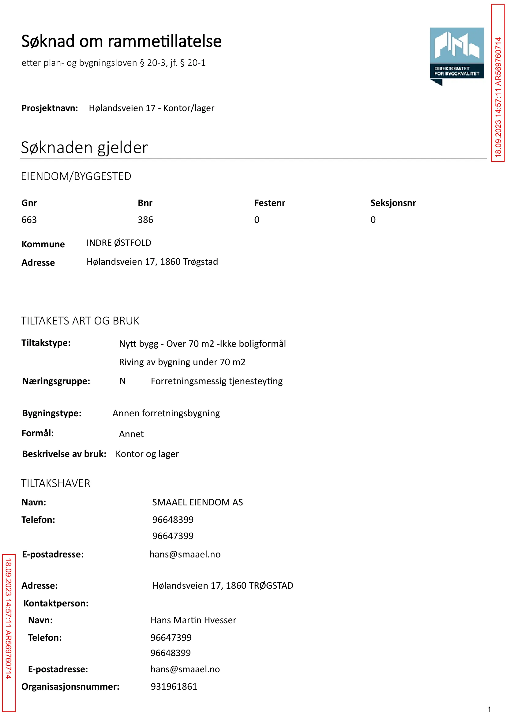 Søknad om rammetillatelse