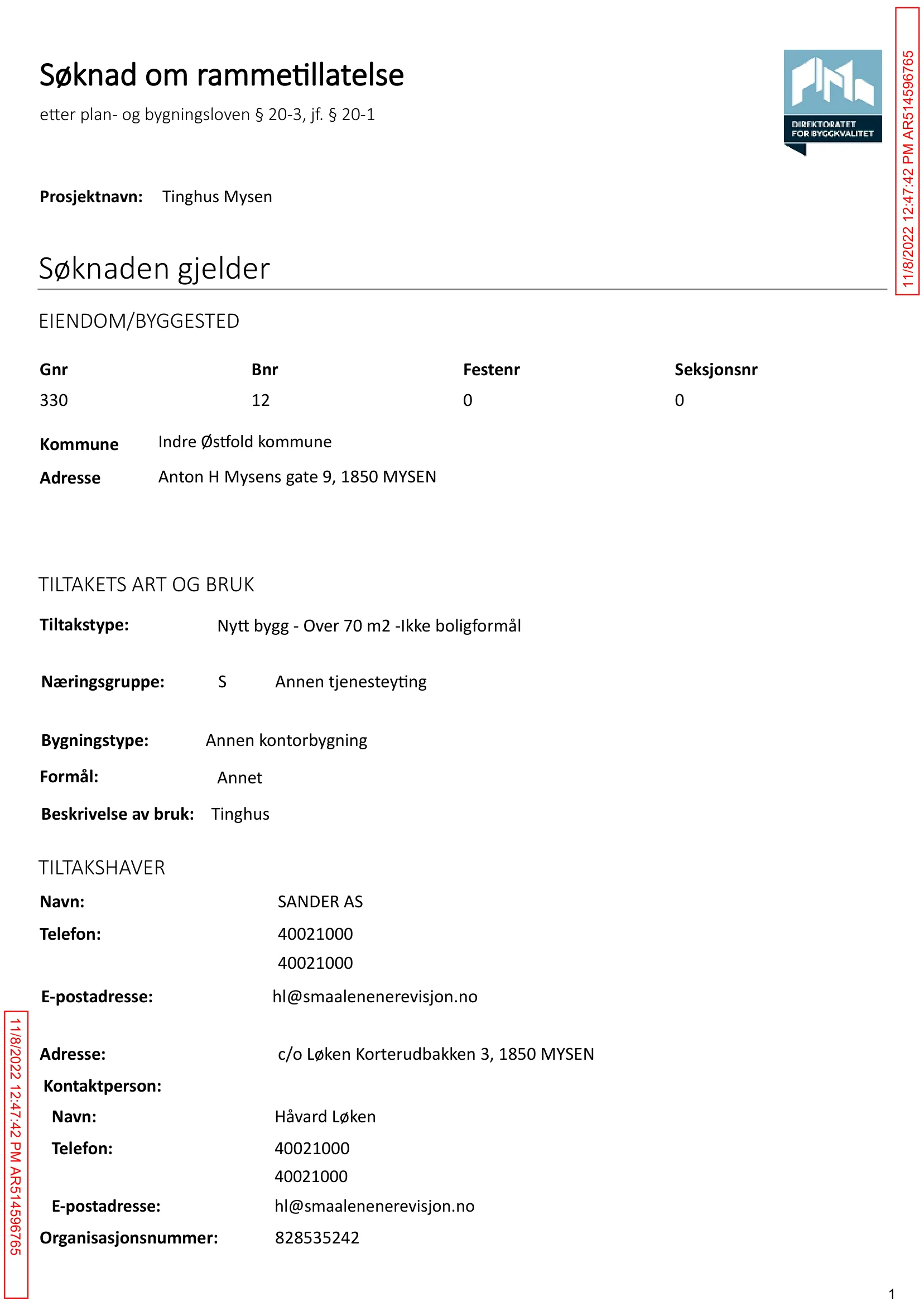 Søknad om rammetillatelse