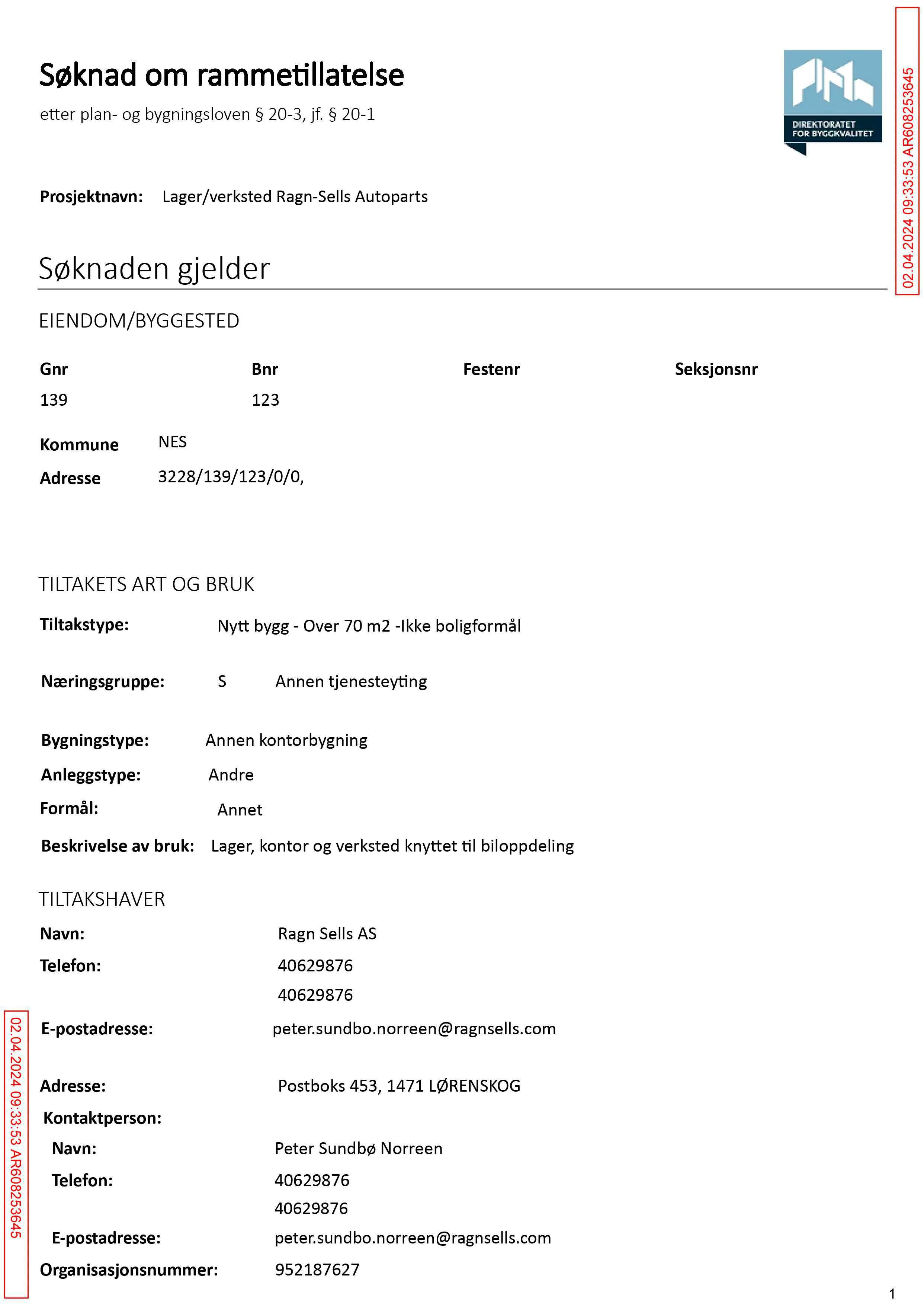 Søknad om rammetillatelse