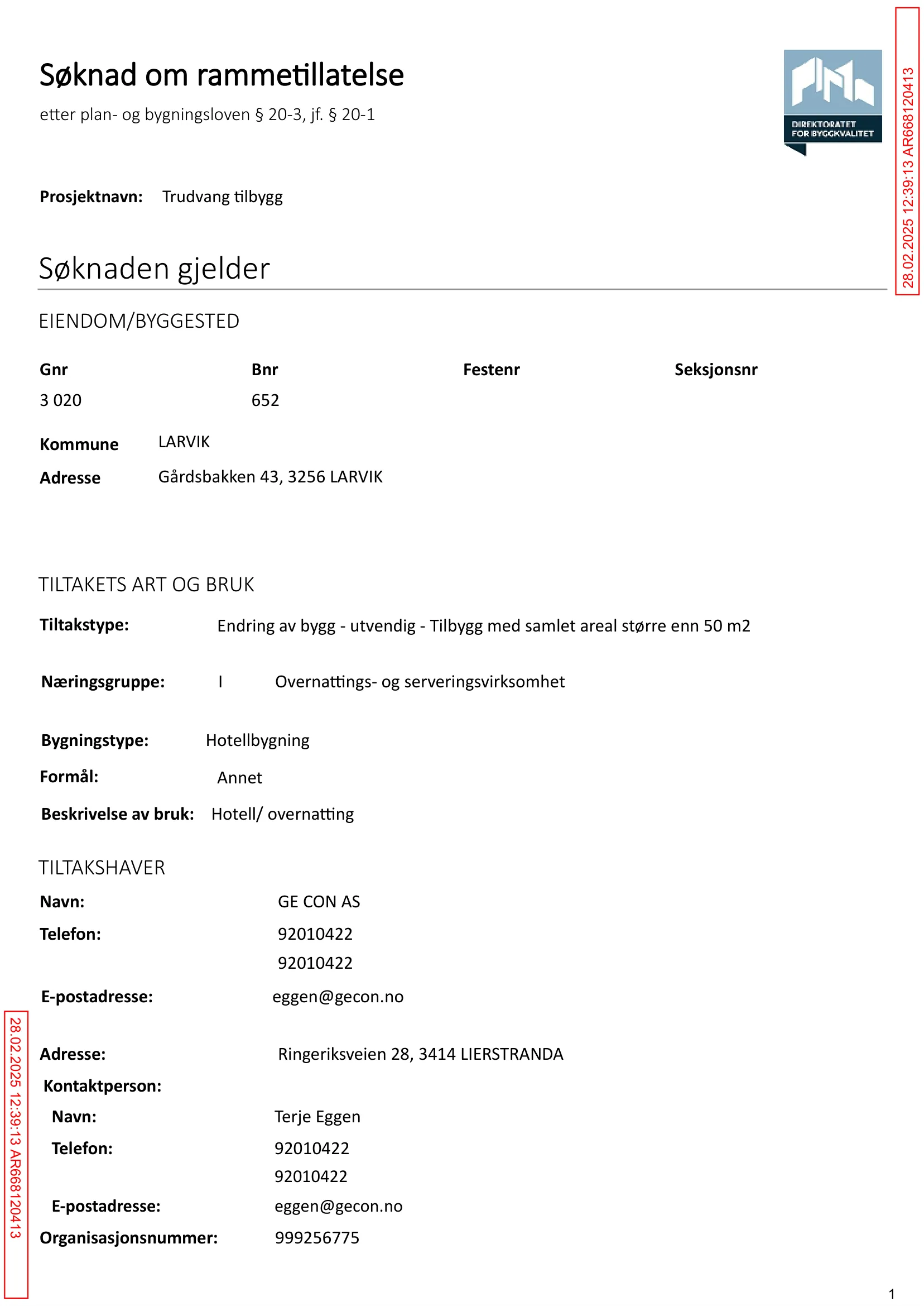 Søknad om rammetillatelse
