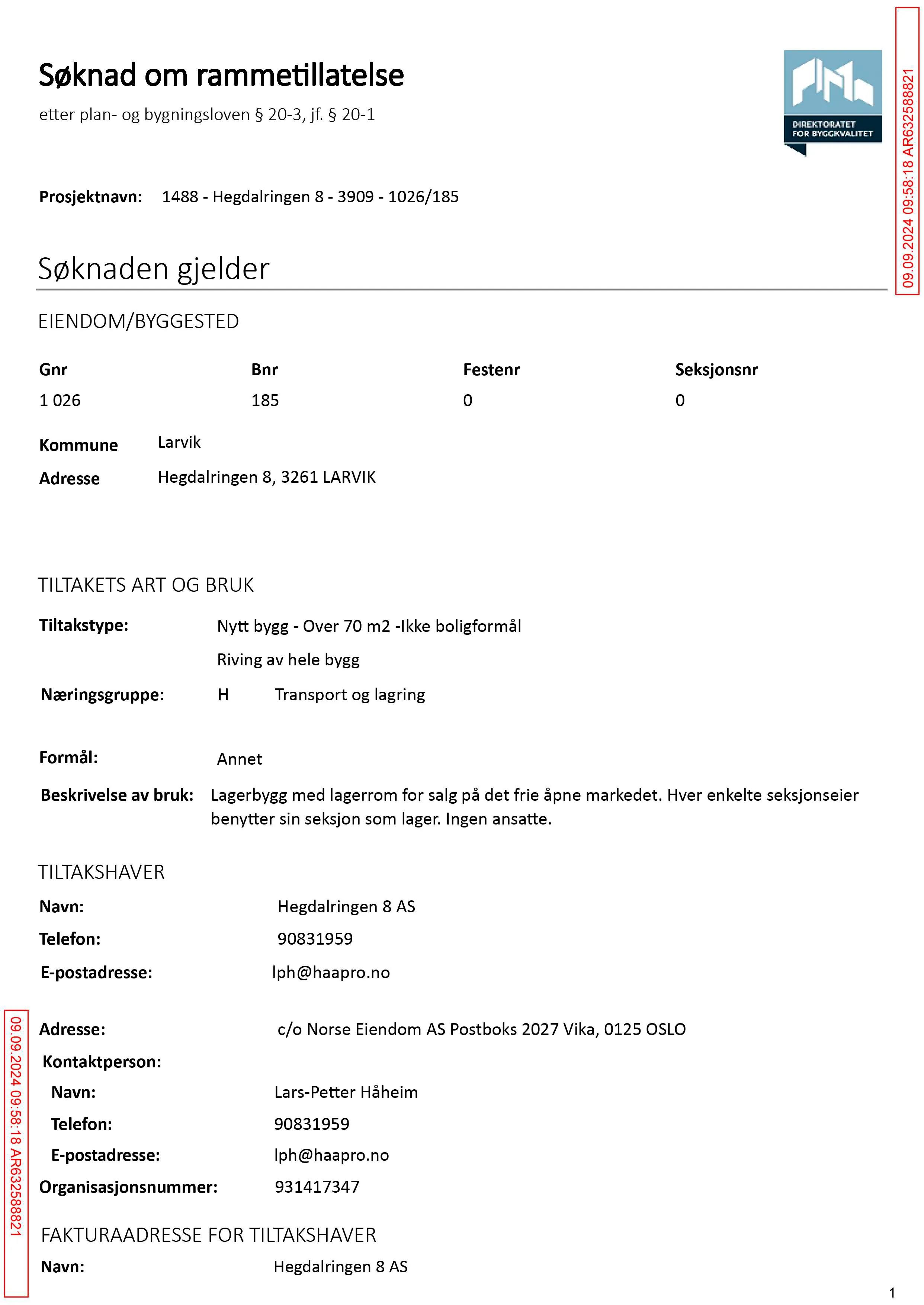 Søknad om rammetillatelse