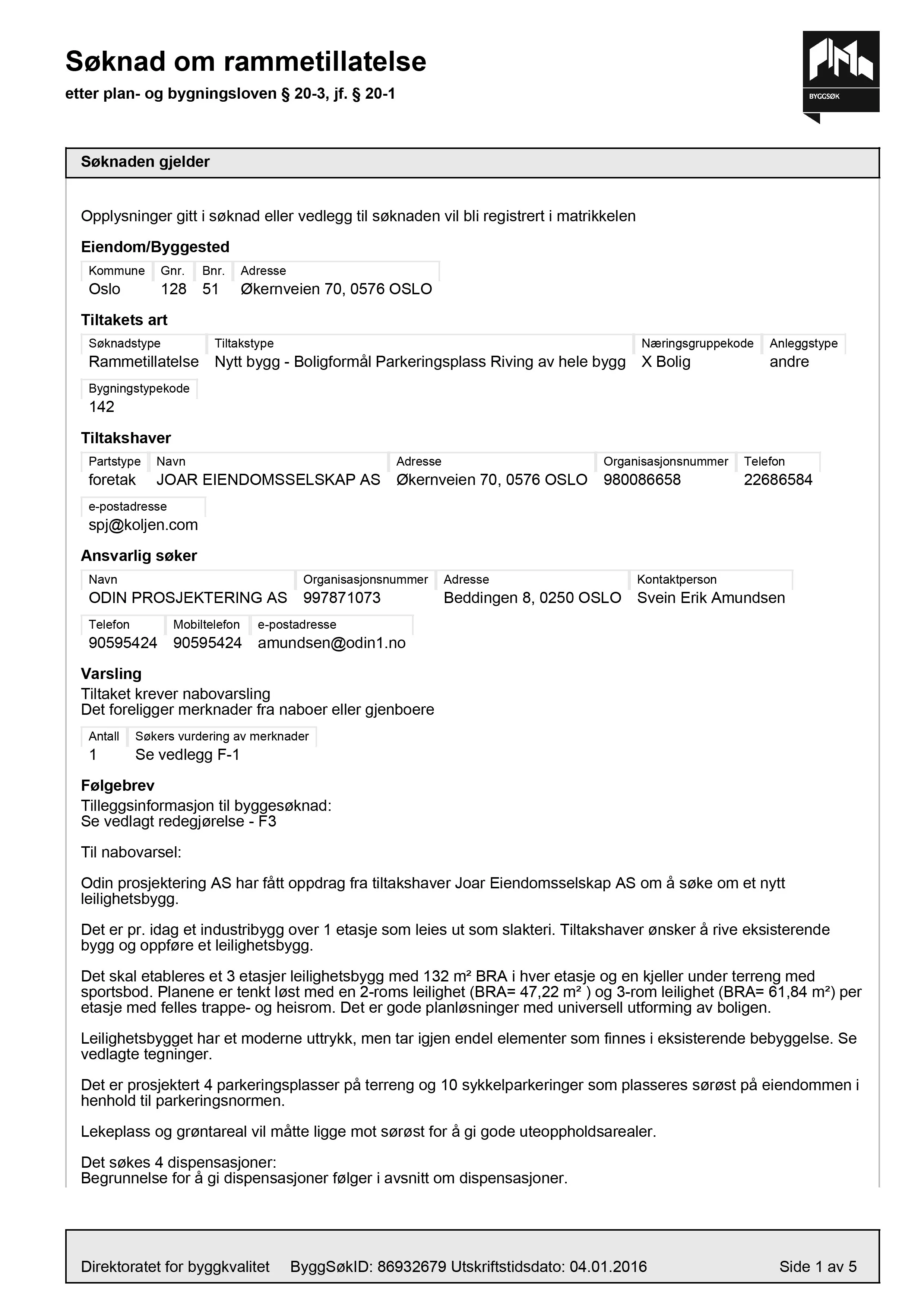 Søknad om rammetillatelse
