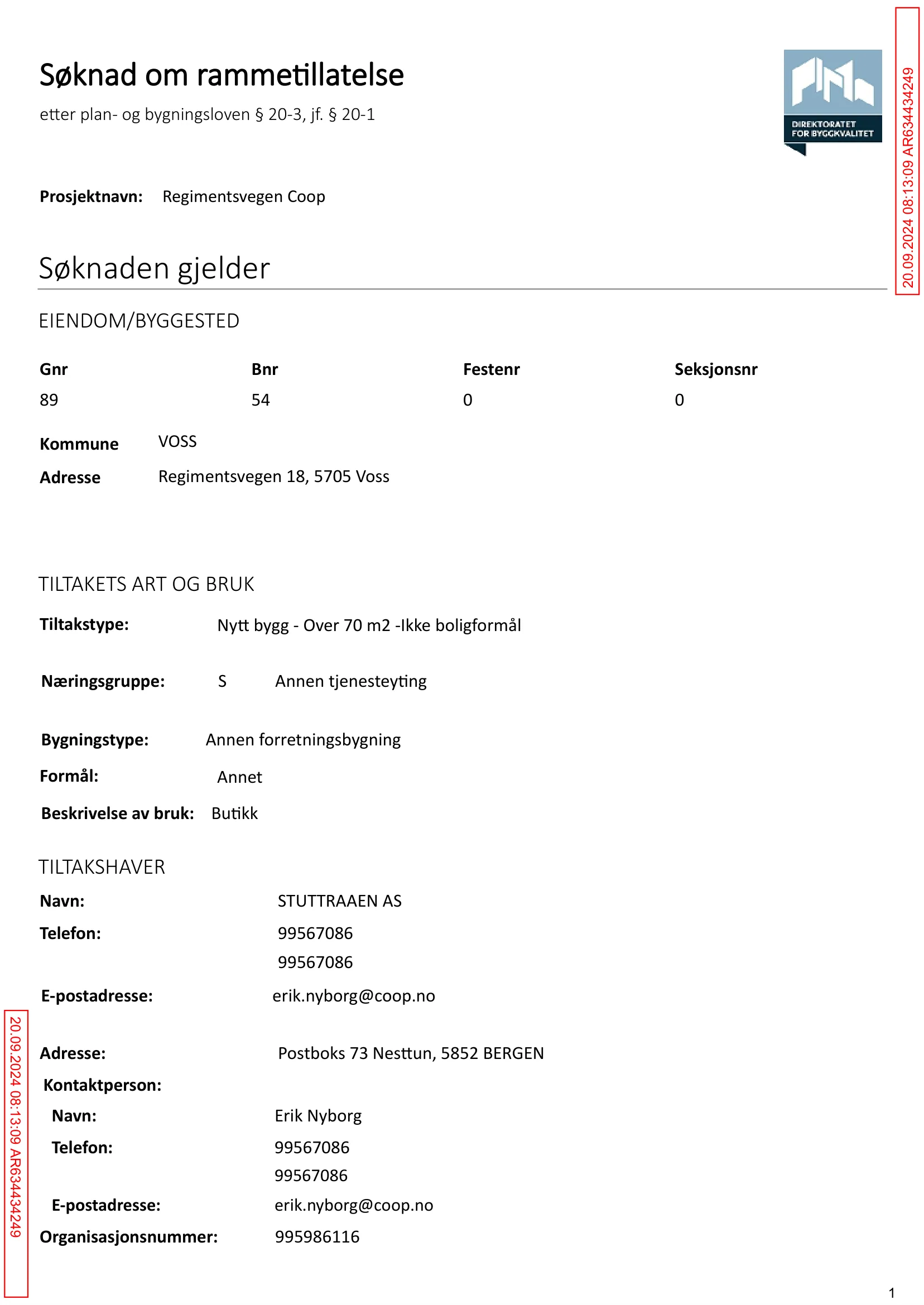Søknad om rammetillatelse