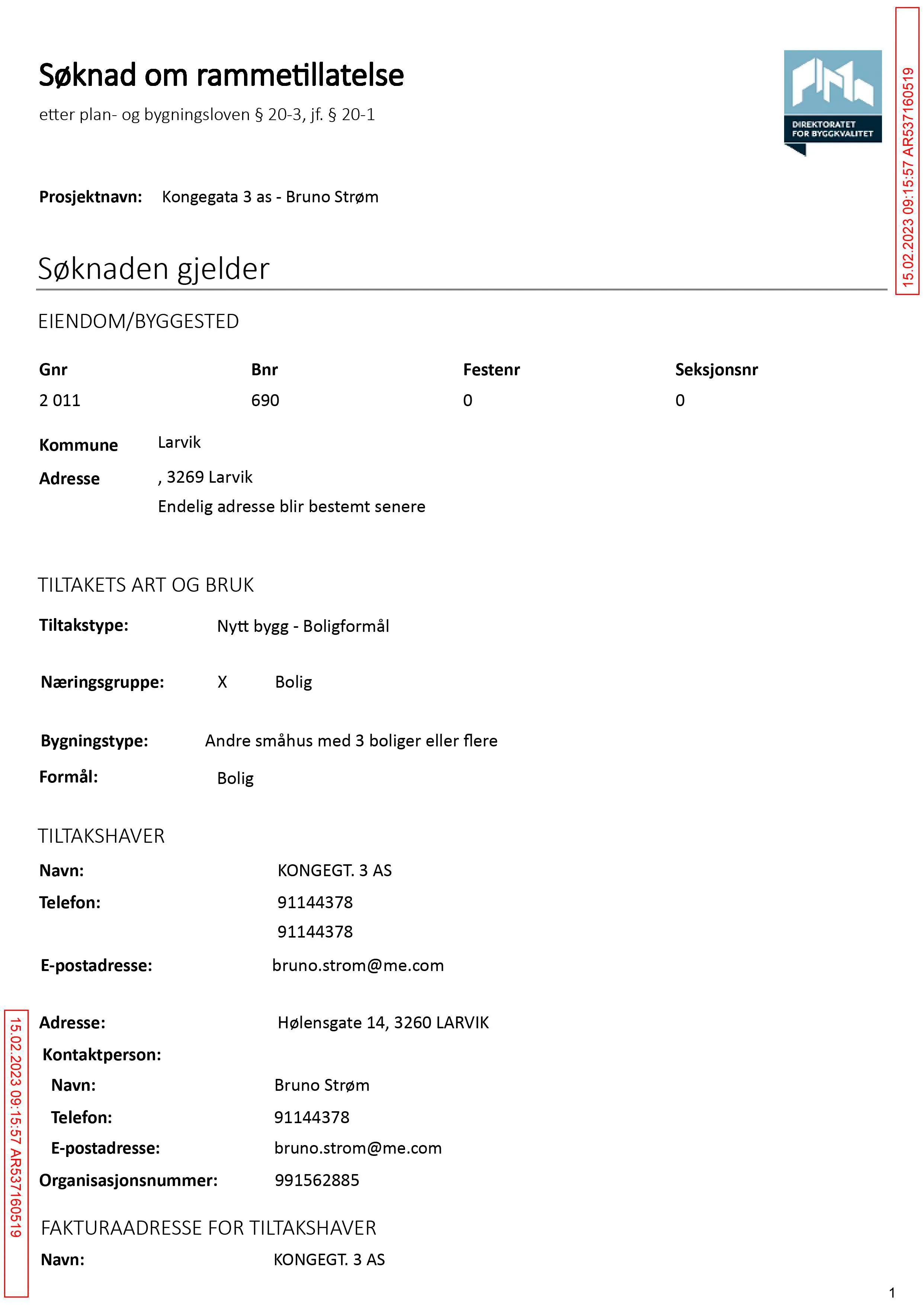 Søknad om rammetillatelse