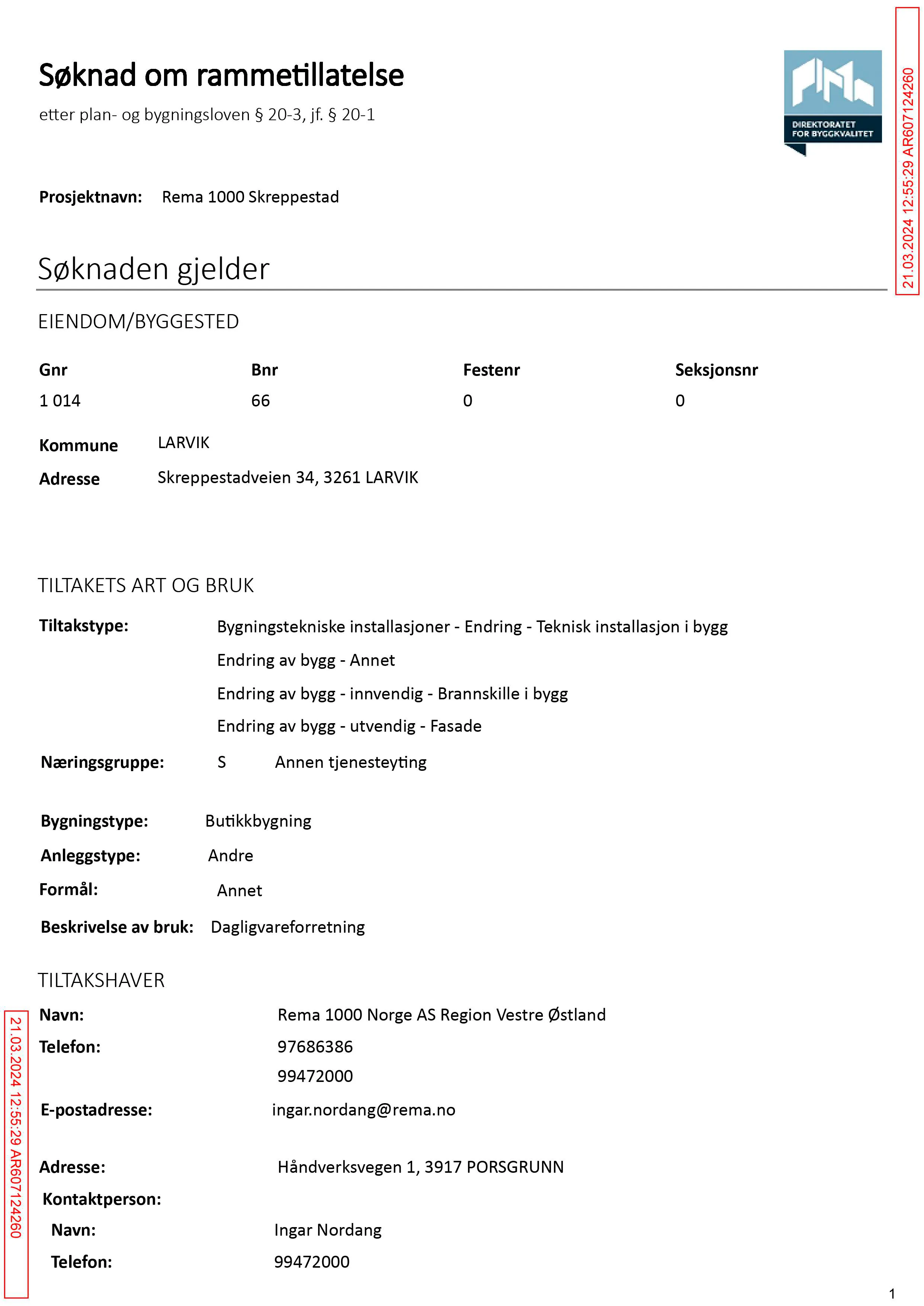 Søknad om rammetillatelse