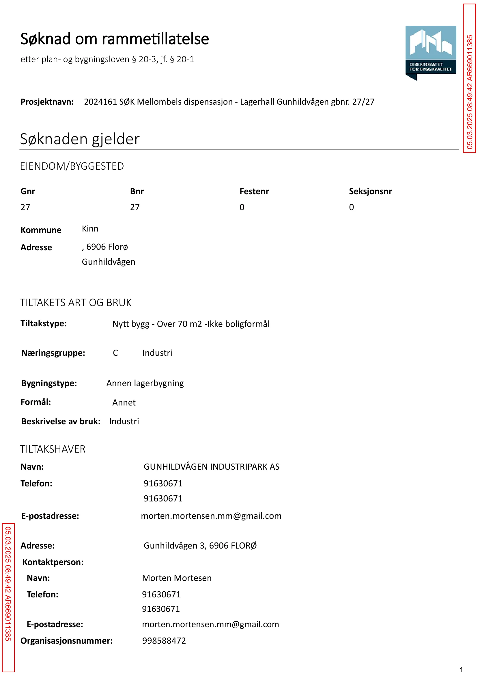 Søknad om rammetillatelse