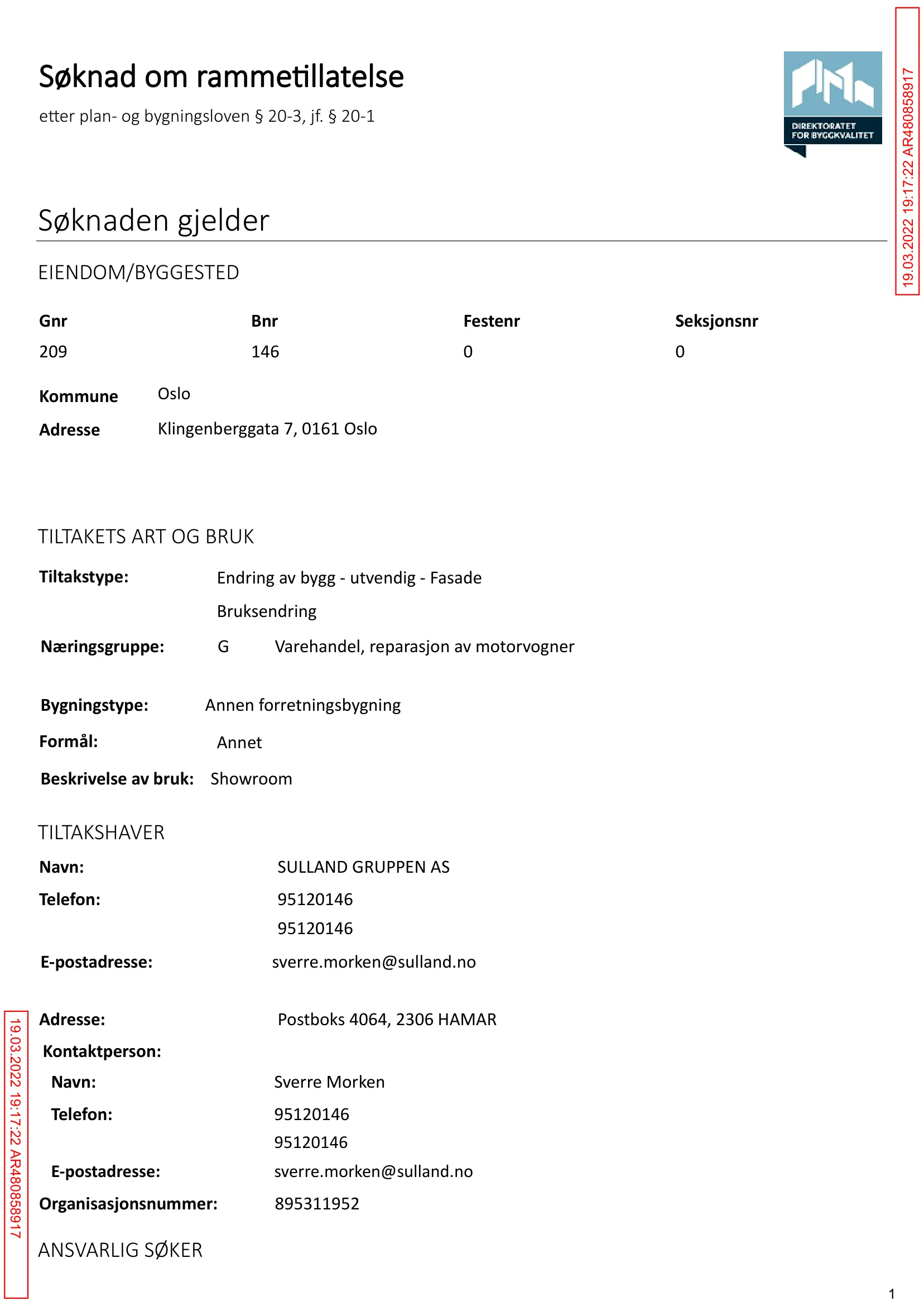 Søknad om rammetillatelse