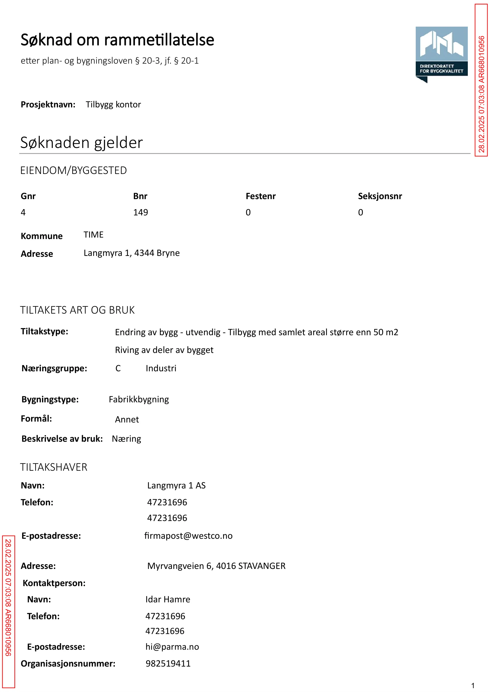 Søknad om rammetillatelse