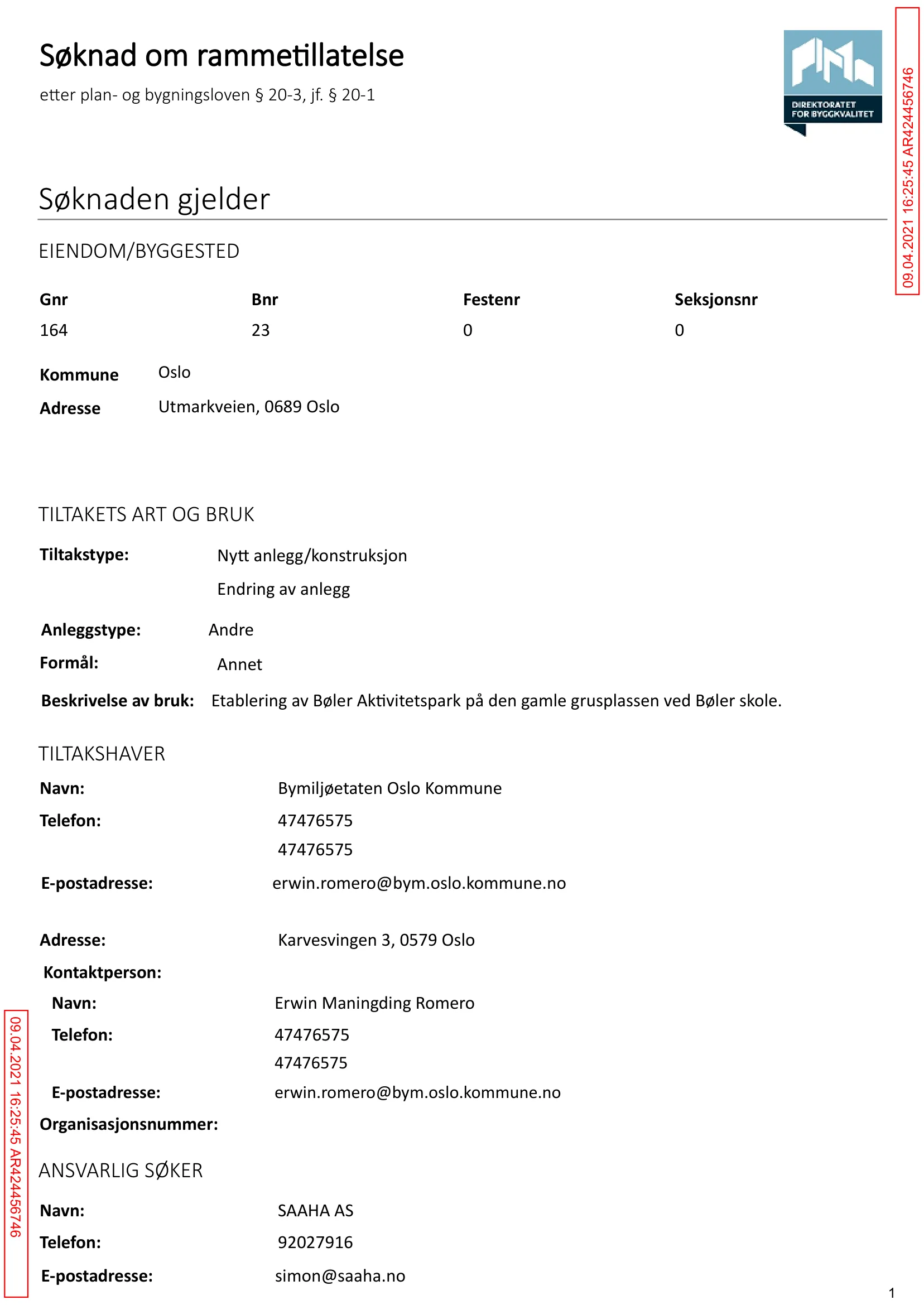 Søknad om rammetillatelse
