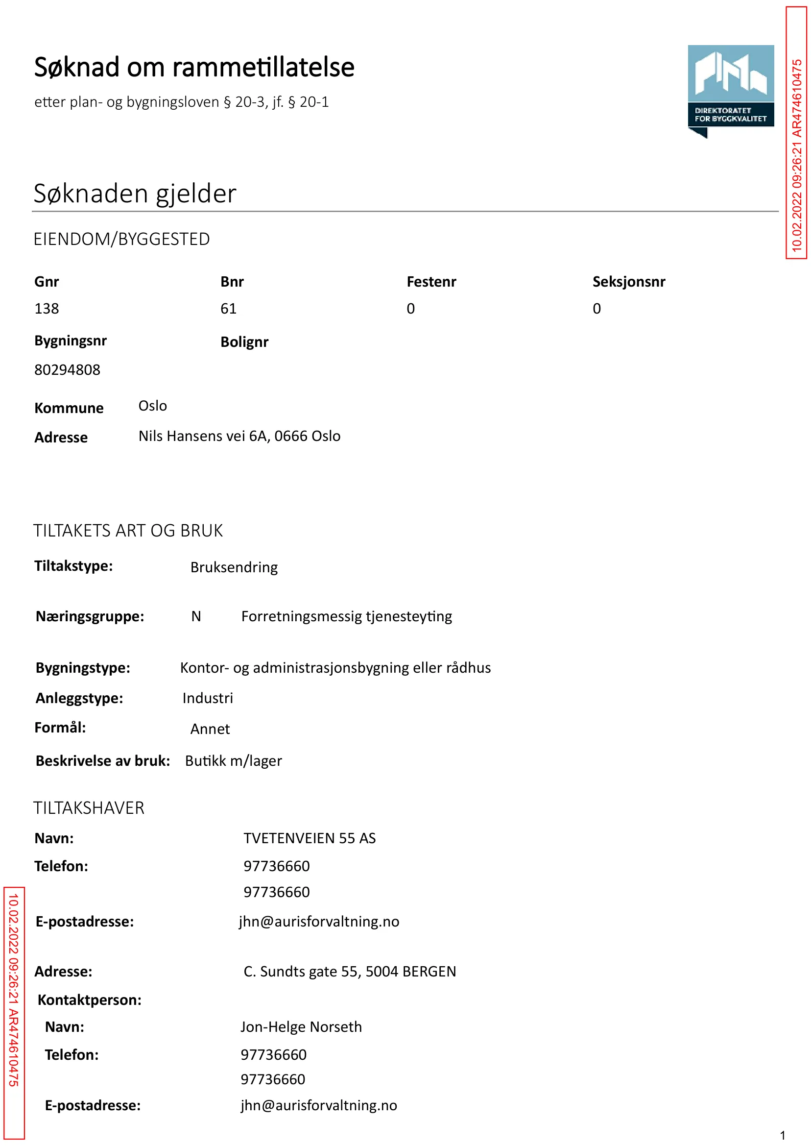 Søknad om rammetillatelse