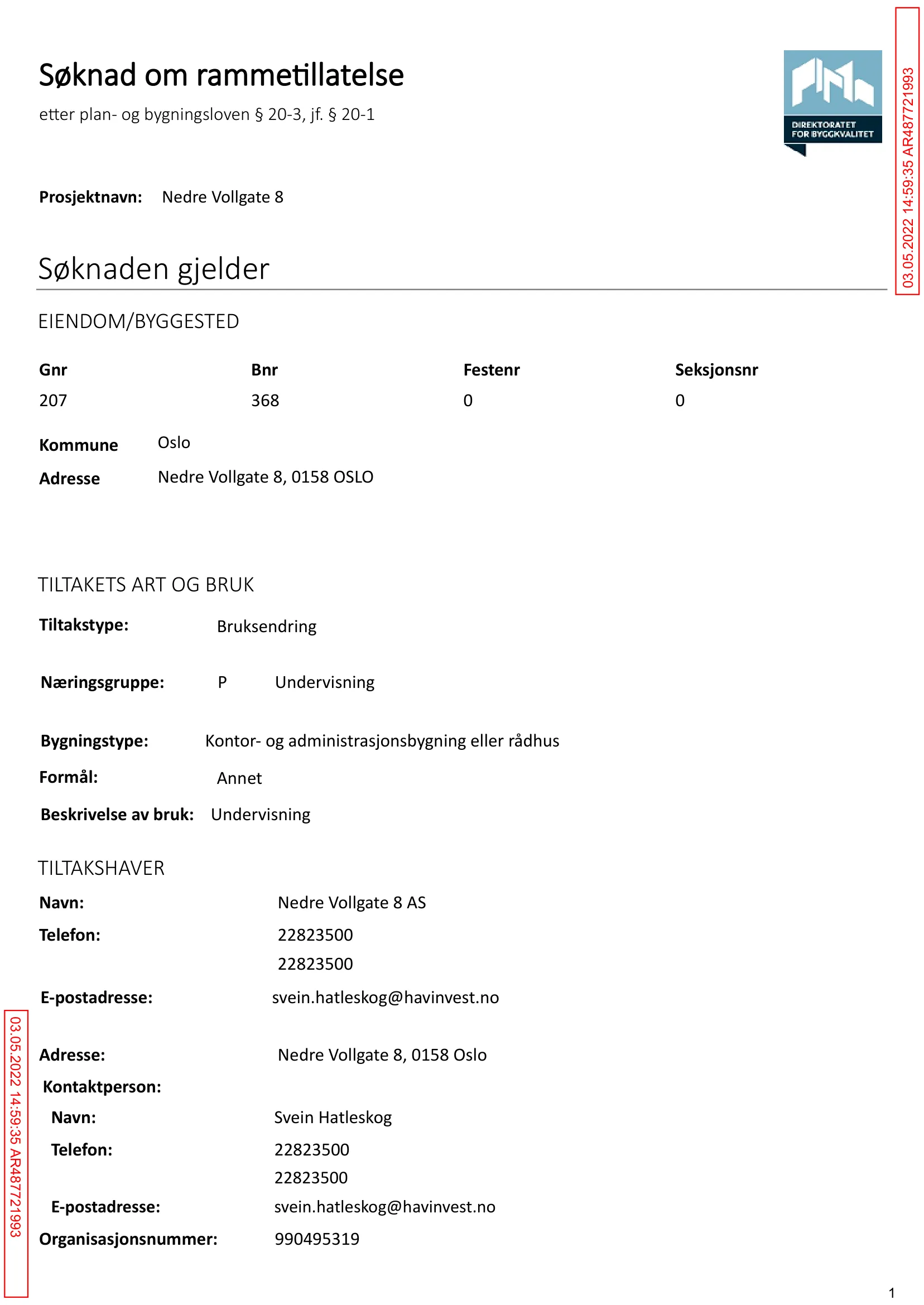 Søknad om rammetillatelse