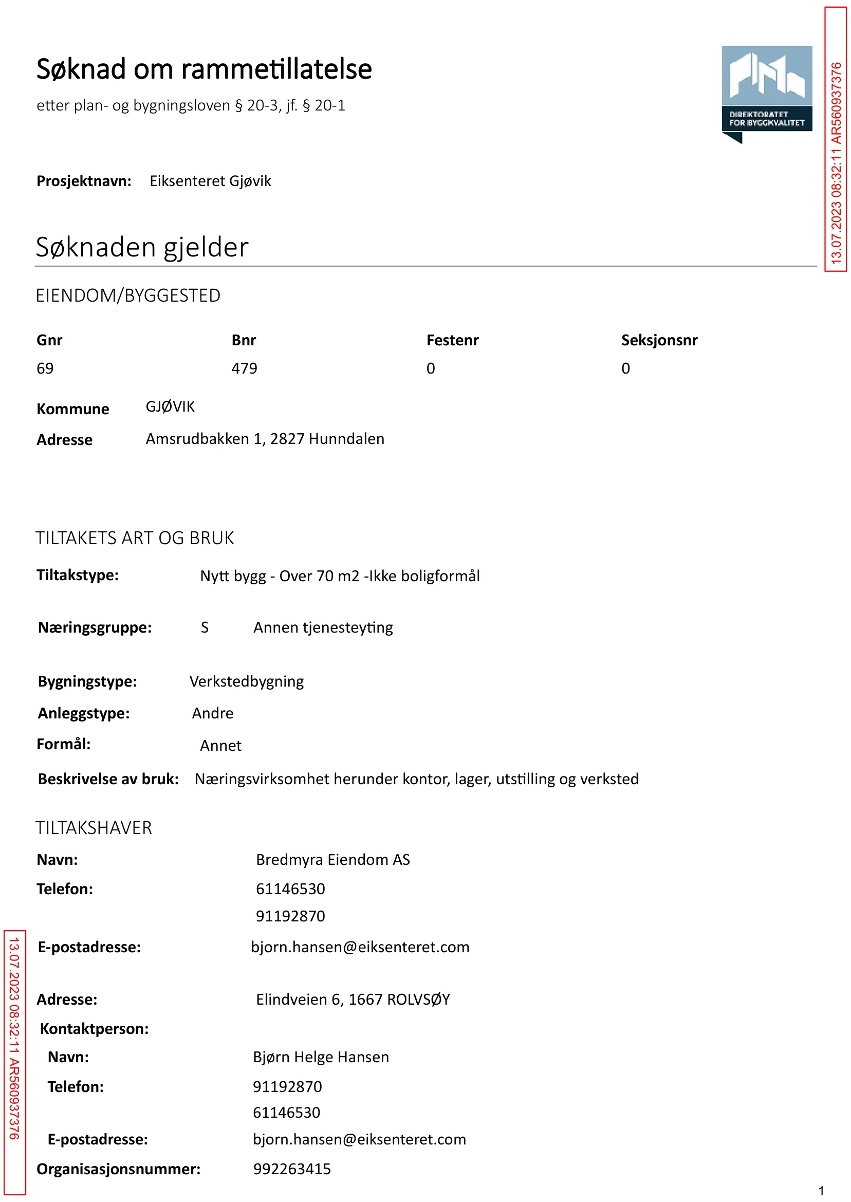 Søknad om rammetillatelse