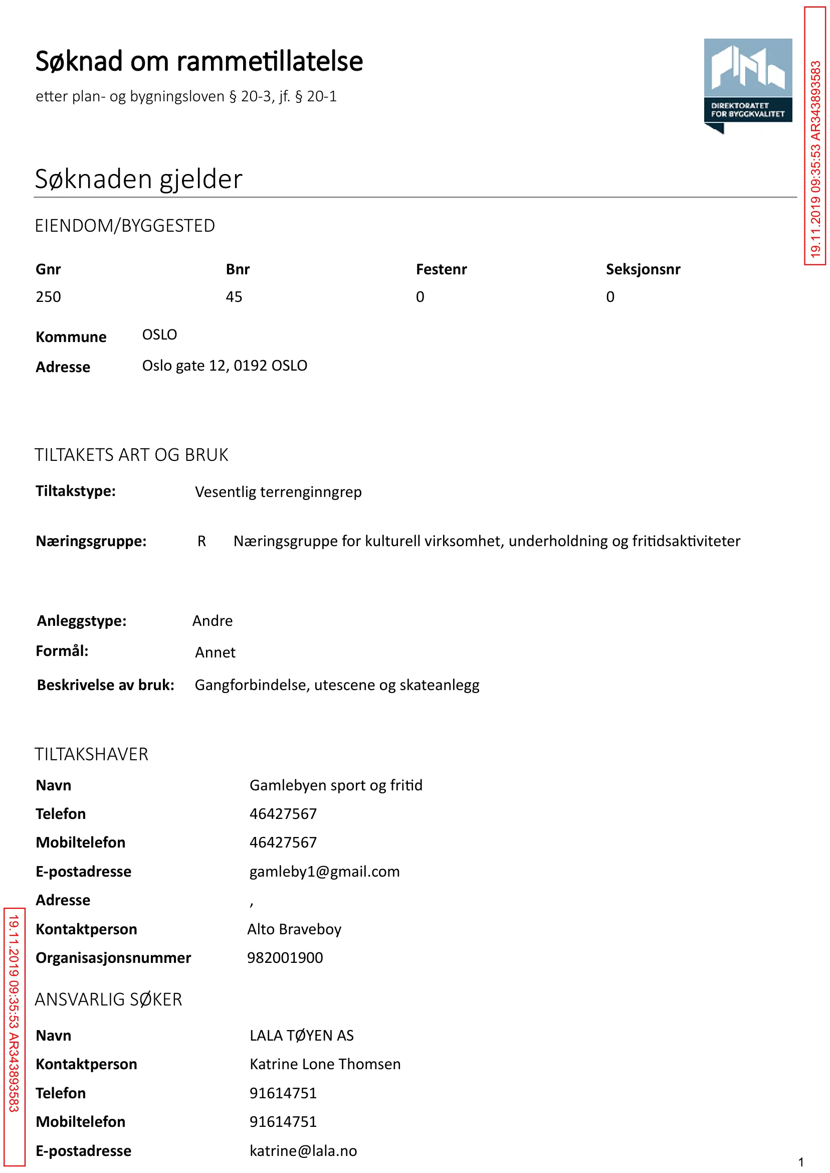 Søknad om rammetillatelse