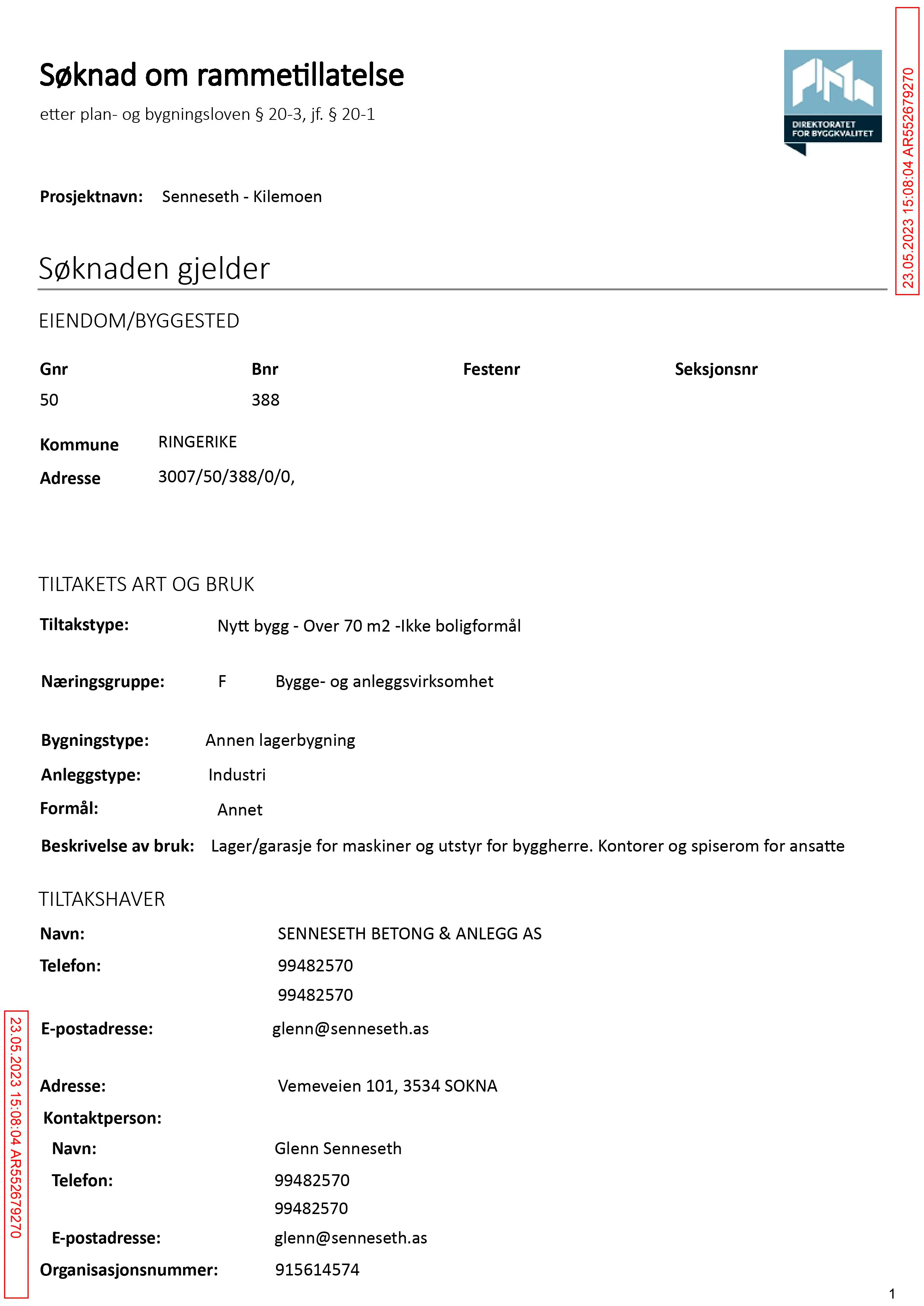 Søknad om rammetillatelse