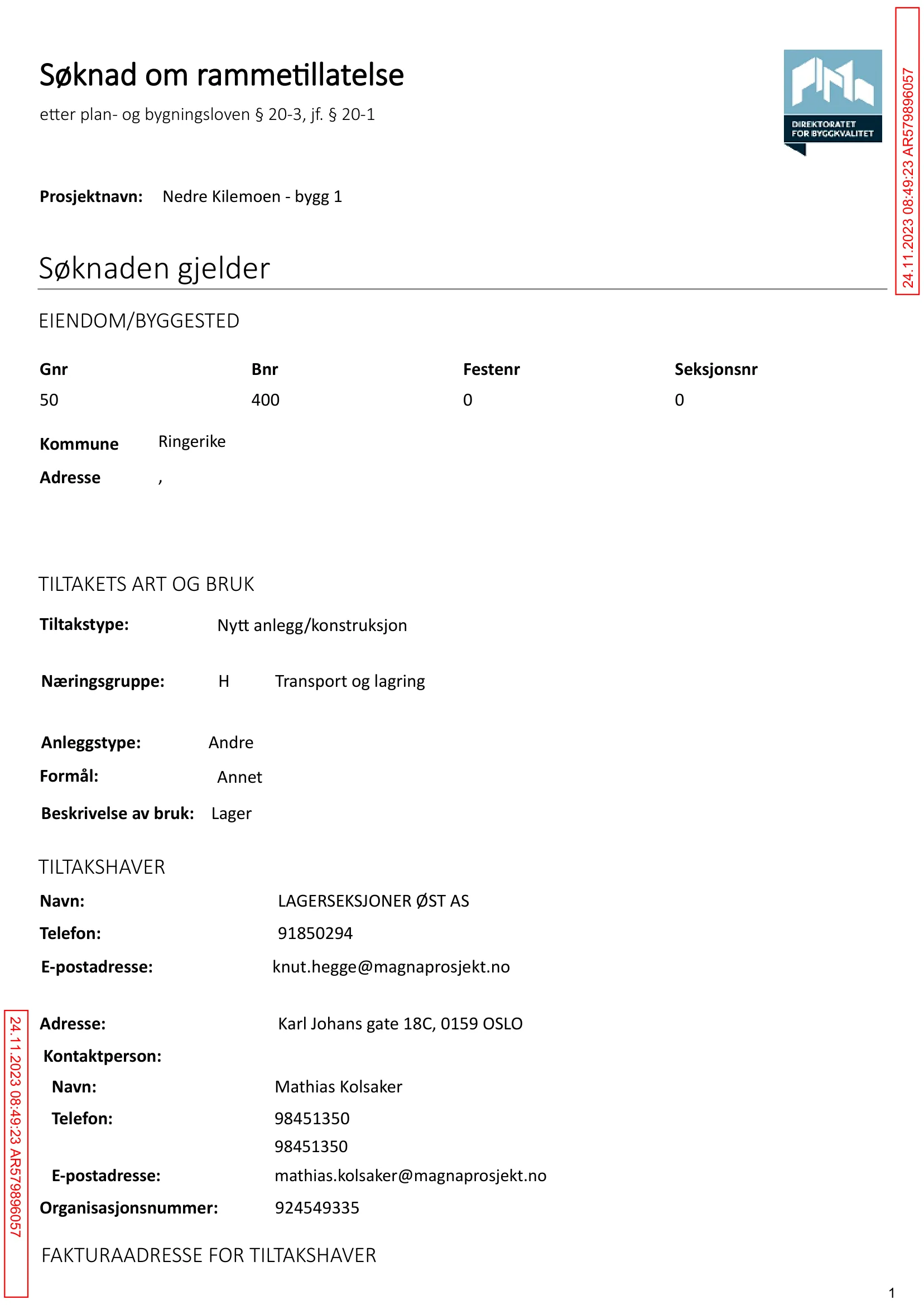 Søknad om rammetillatelse