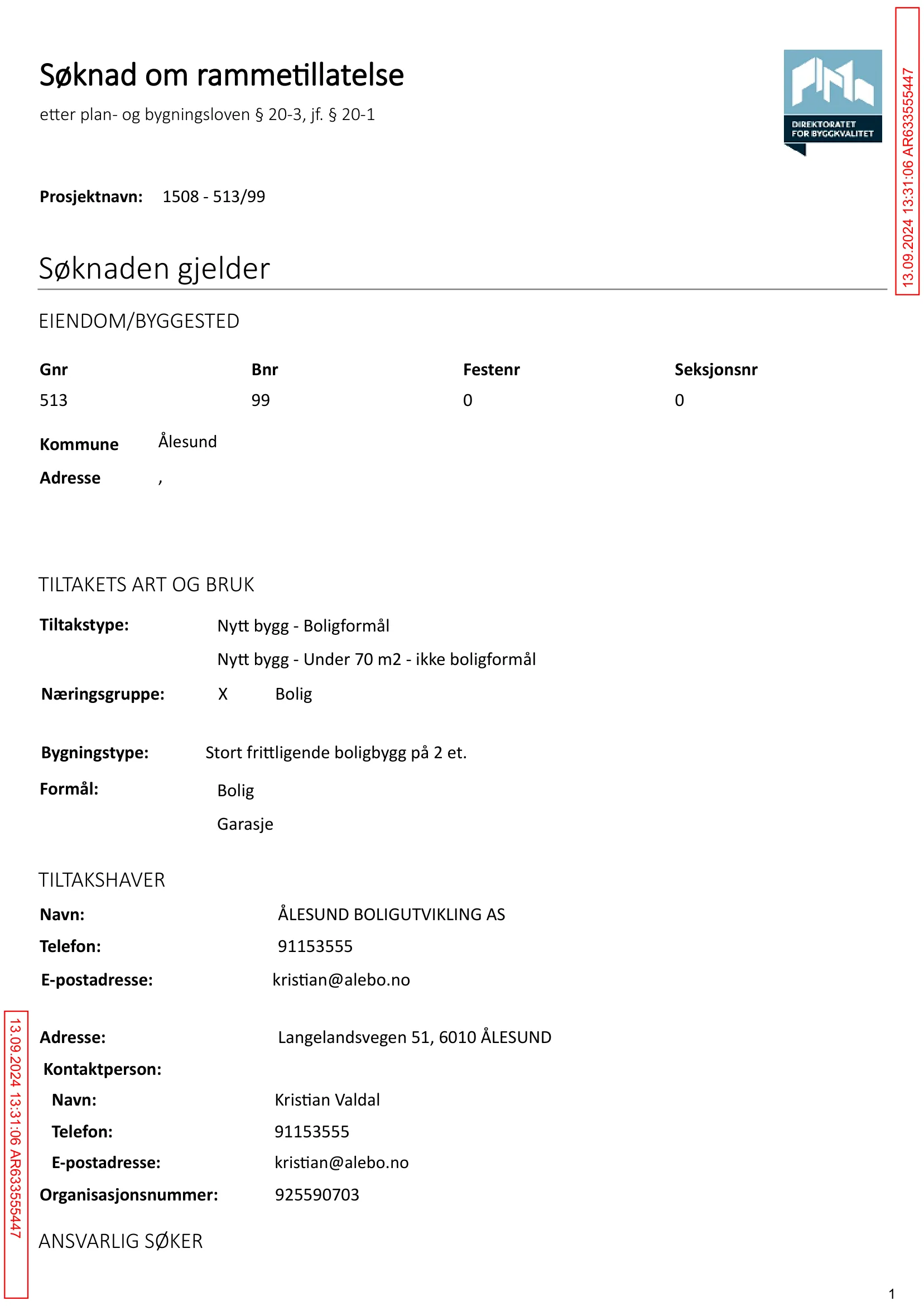 Søknad om rammetillatelse