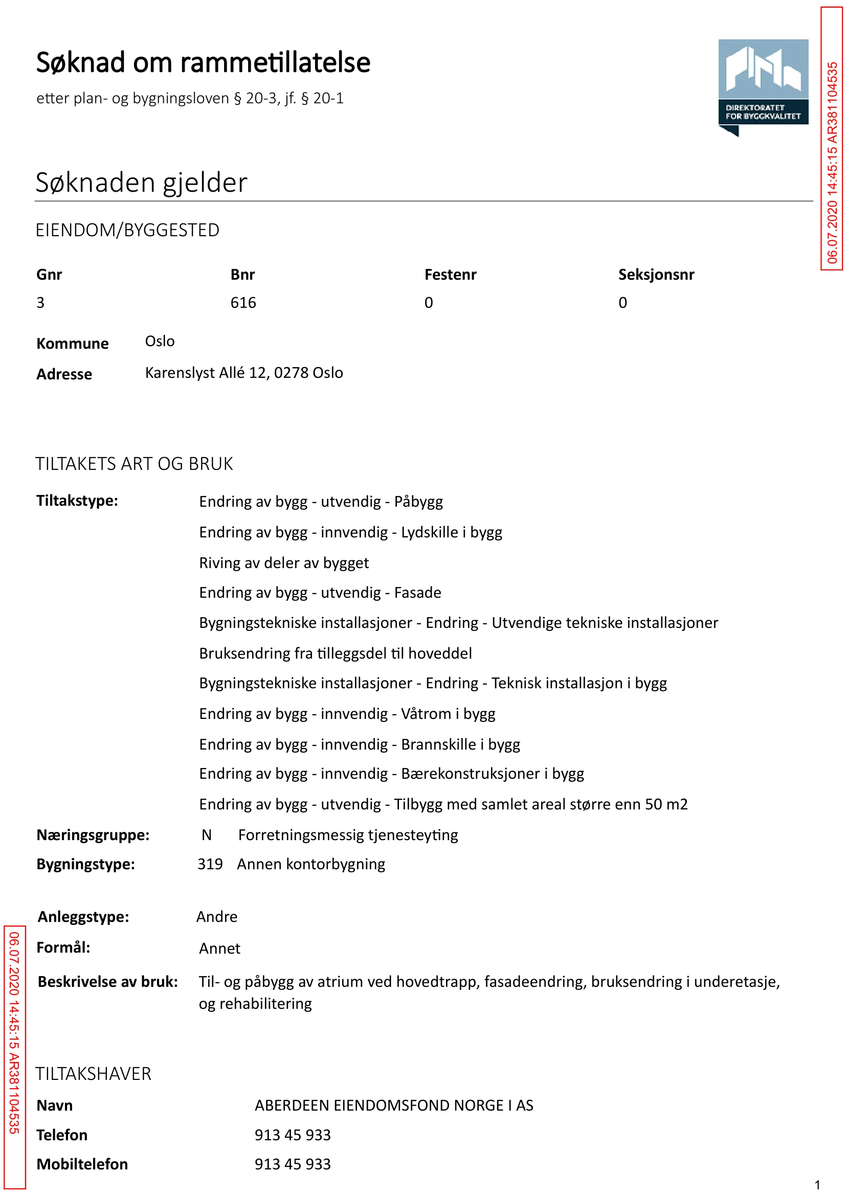Søknad om rammetillatelse