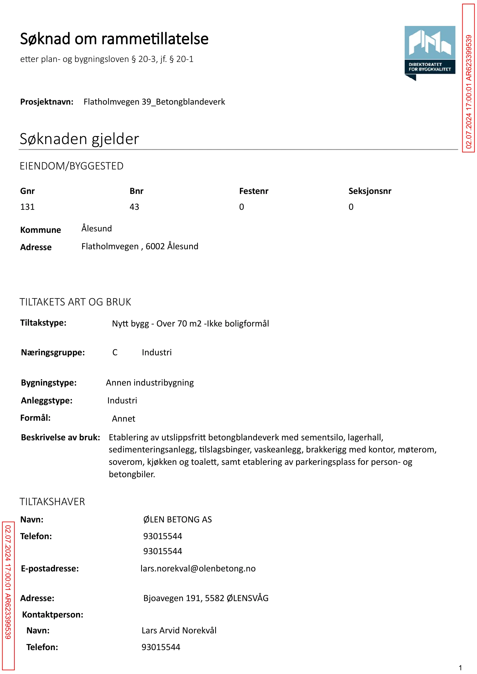 Søknad om rammetillatelse