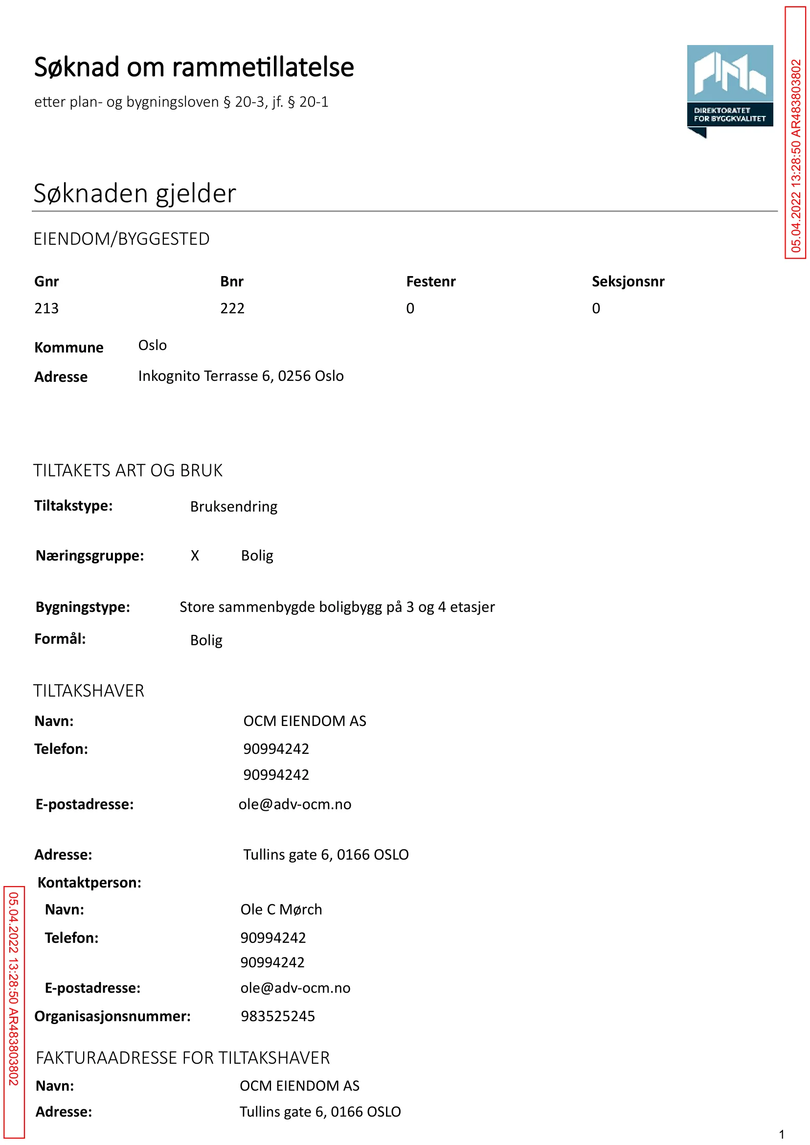 Søknad om rammetillatelse