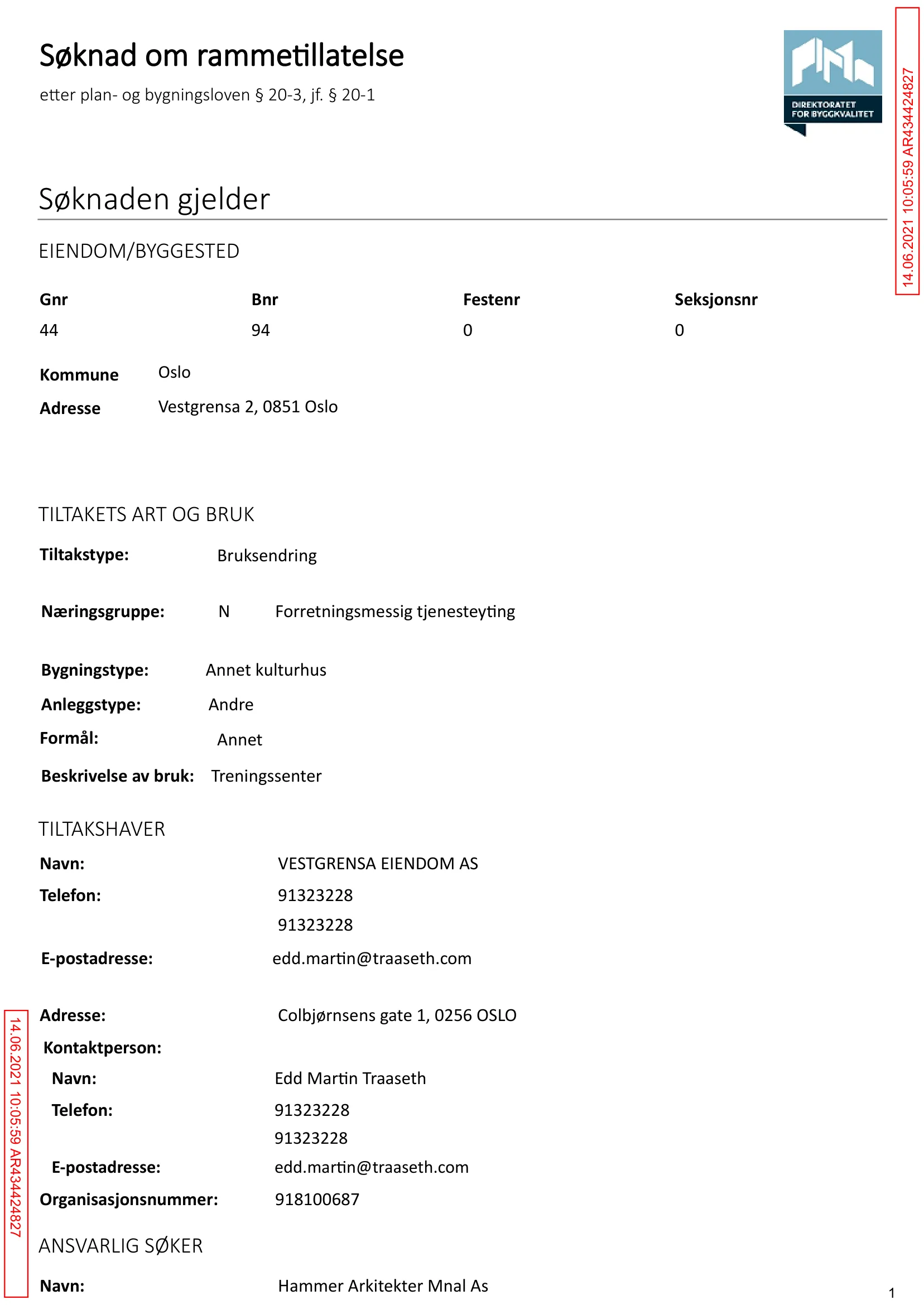 Søknad om rammetillatelse