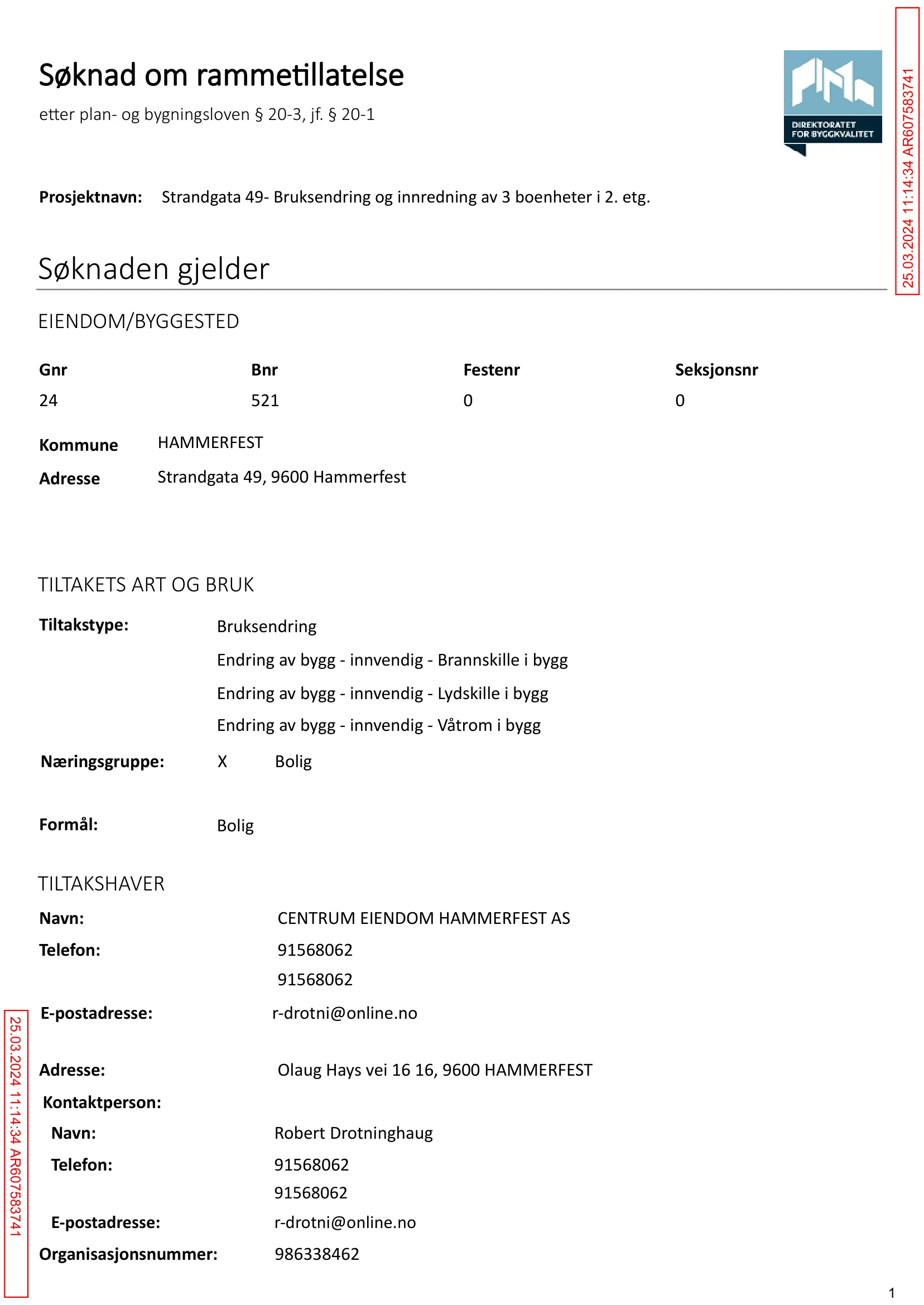 Søknad om rammetillatelse