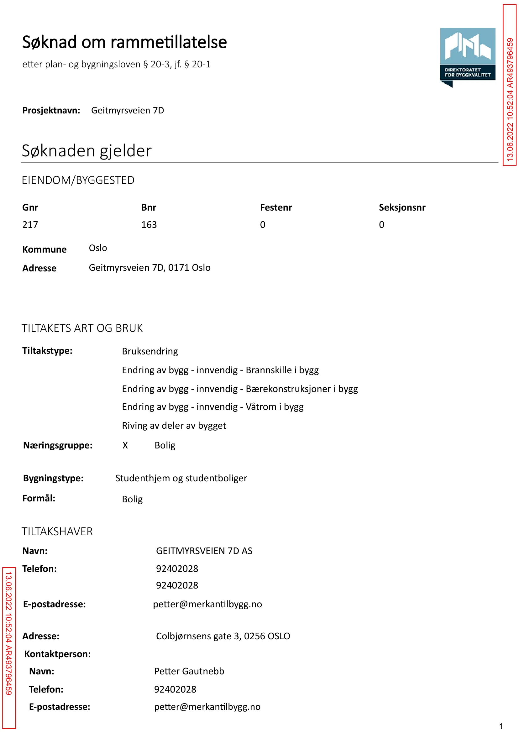 Søknad om rammetillatelse