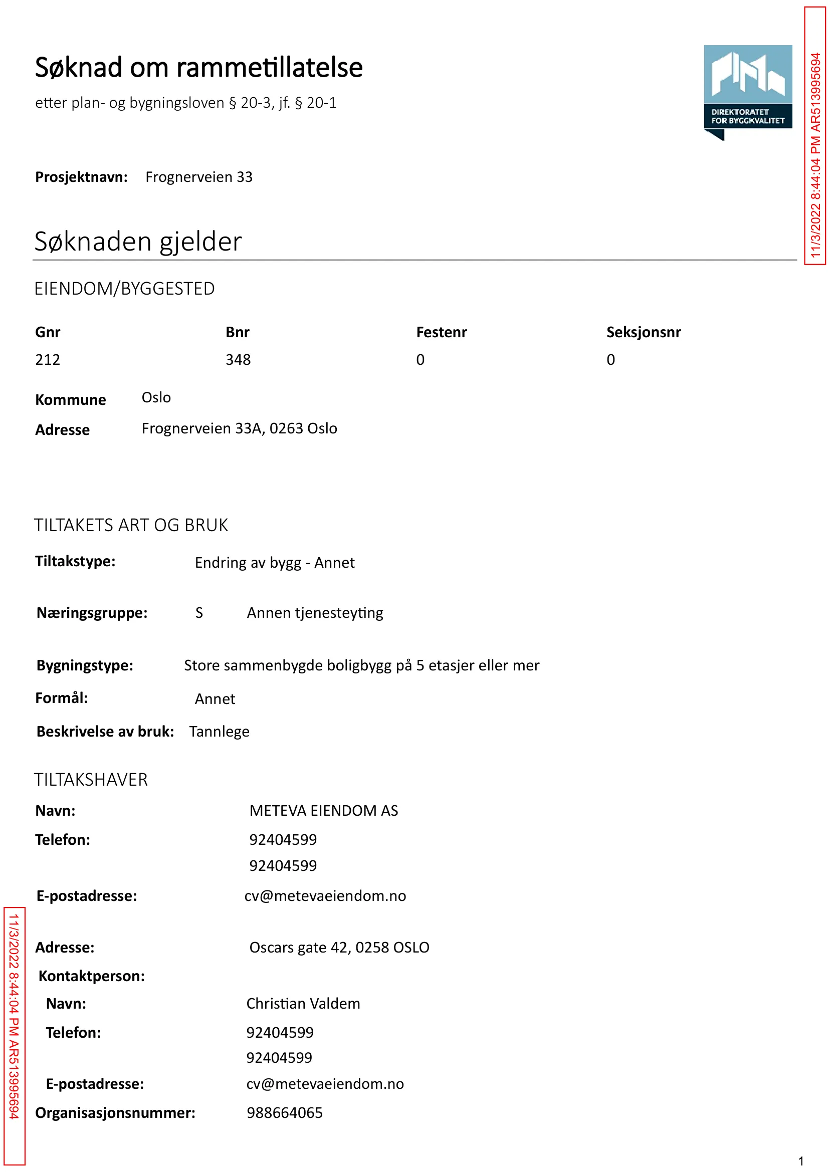 Søknad om rammetillatelse
