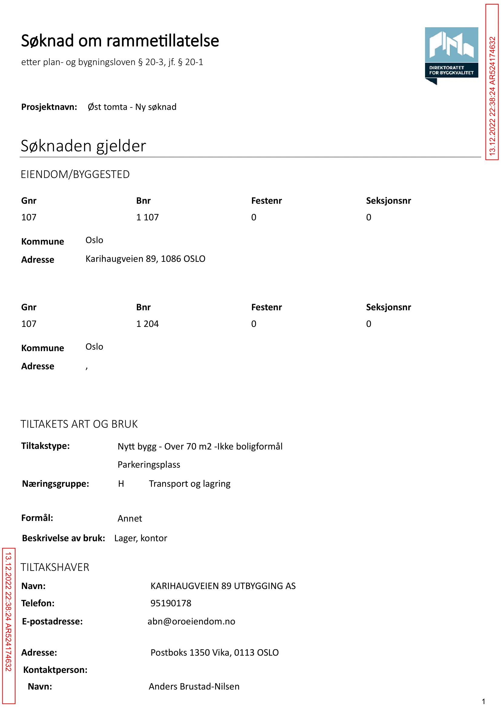 Søknad om rammetillatelse