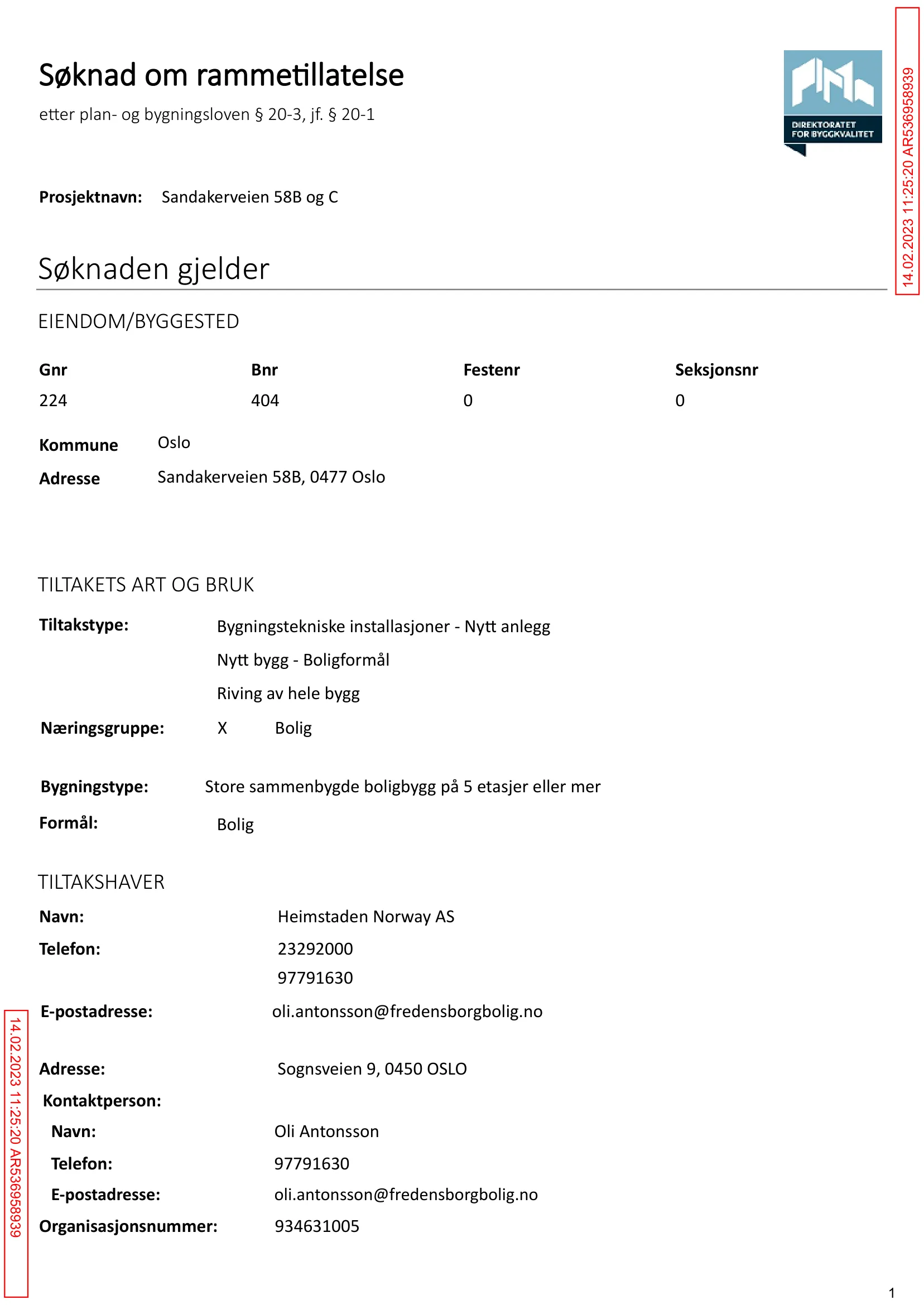 Søknad om rammetillatelse