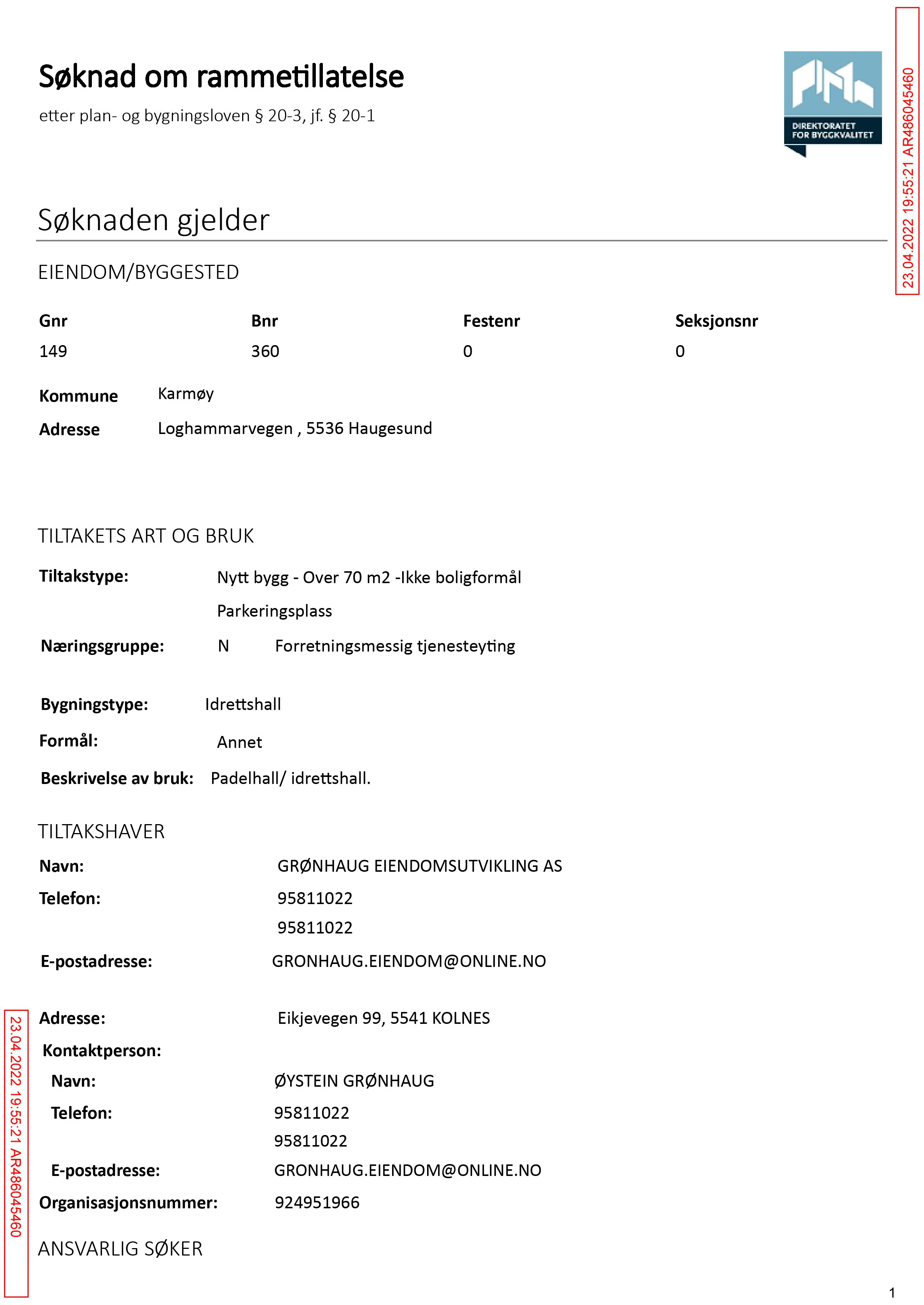 Søknad om rammetillatelse