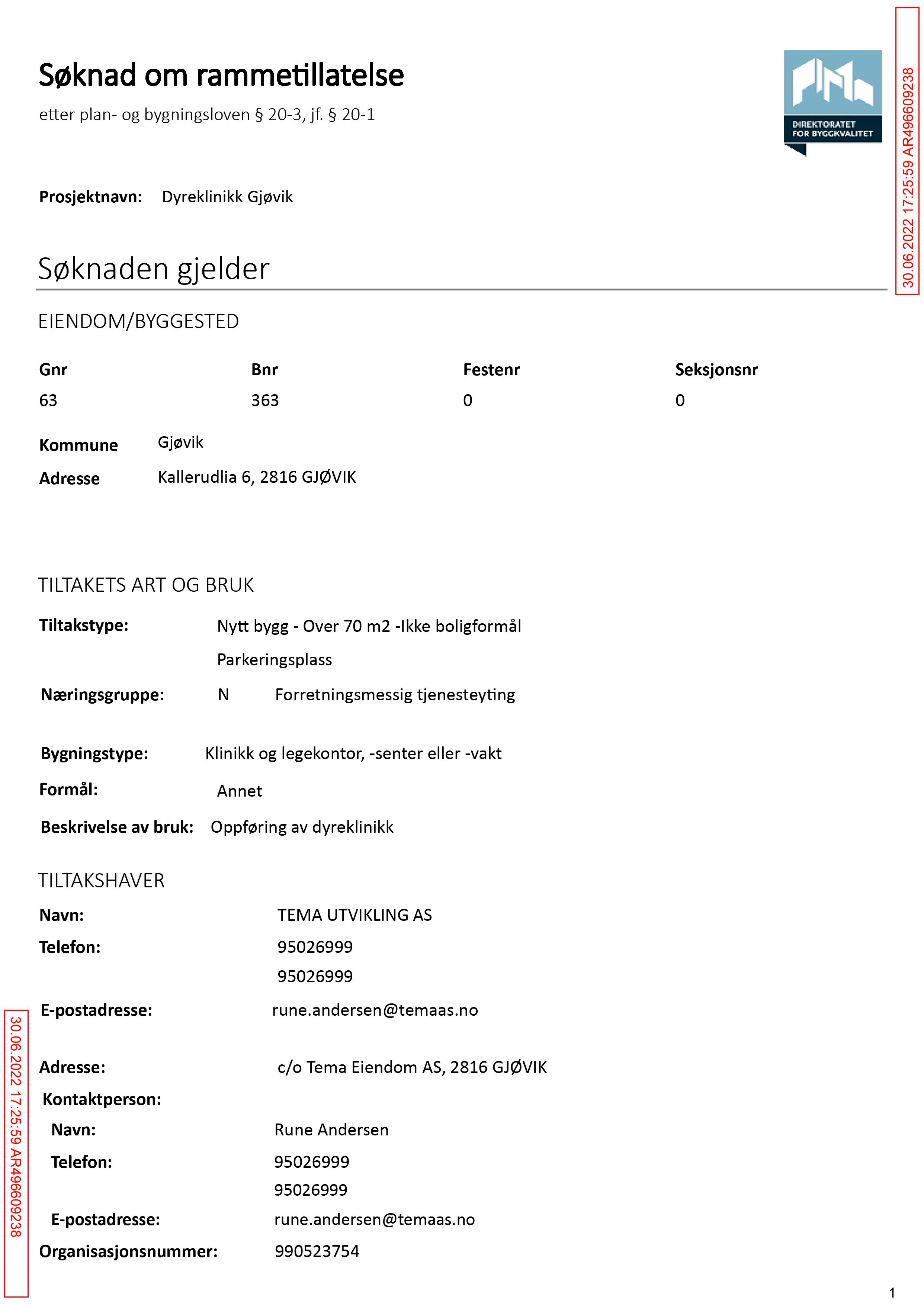 Søknad om rammetillatelse