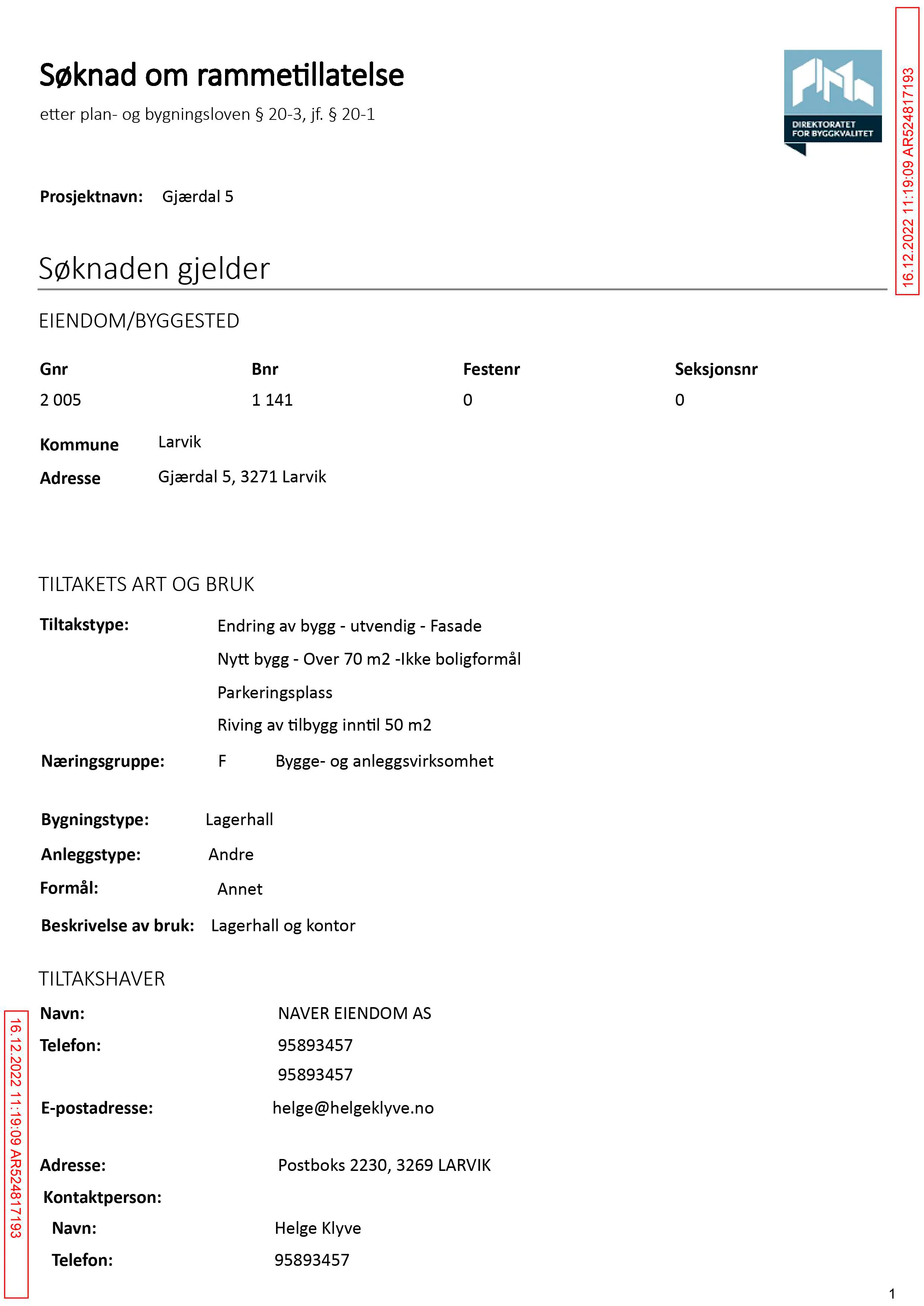 Søknad om rammetillatelse