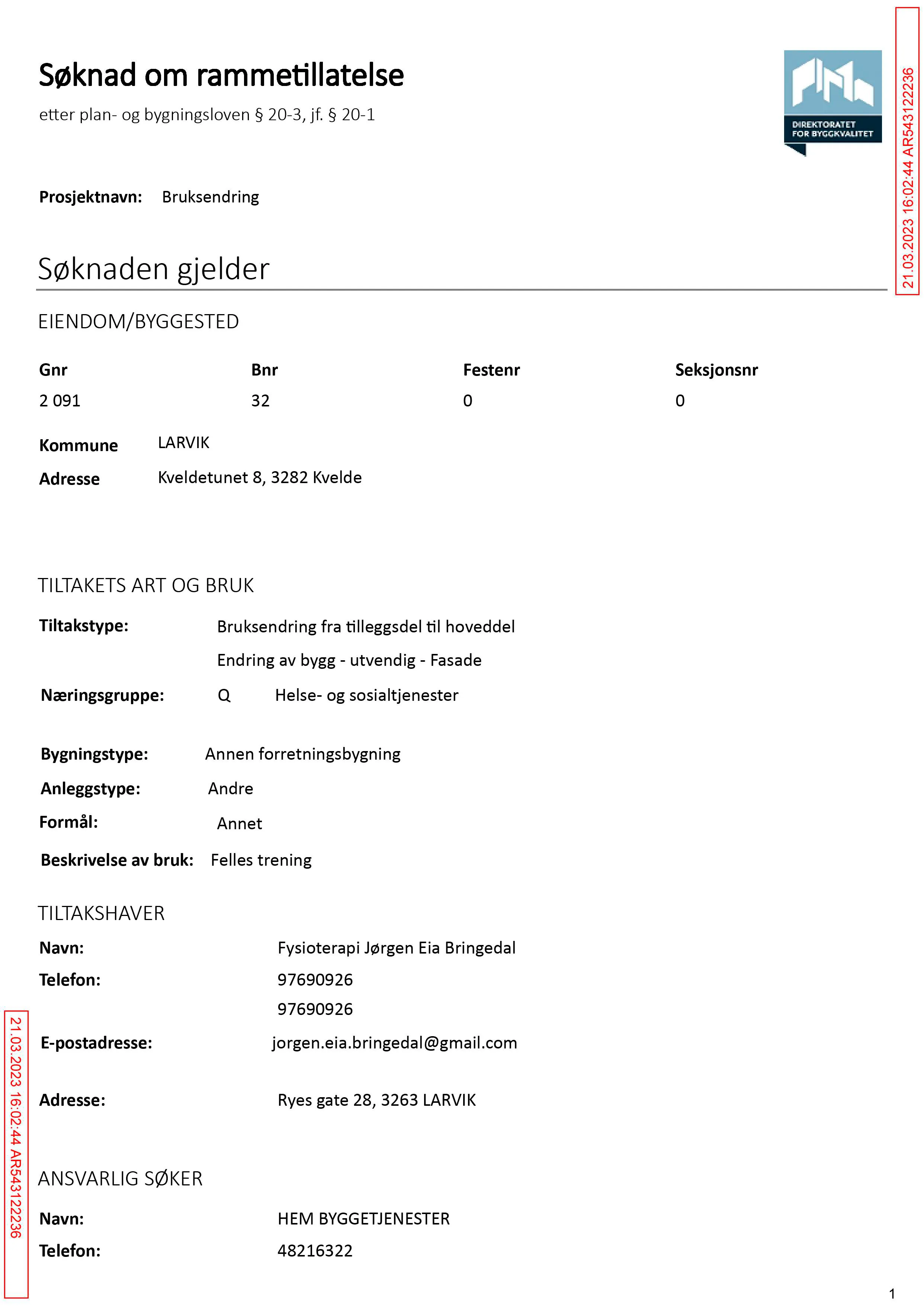 Søknad om rammetillatelse
