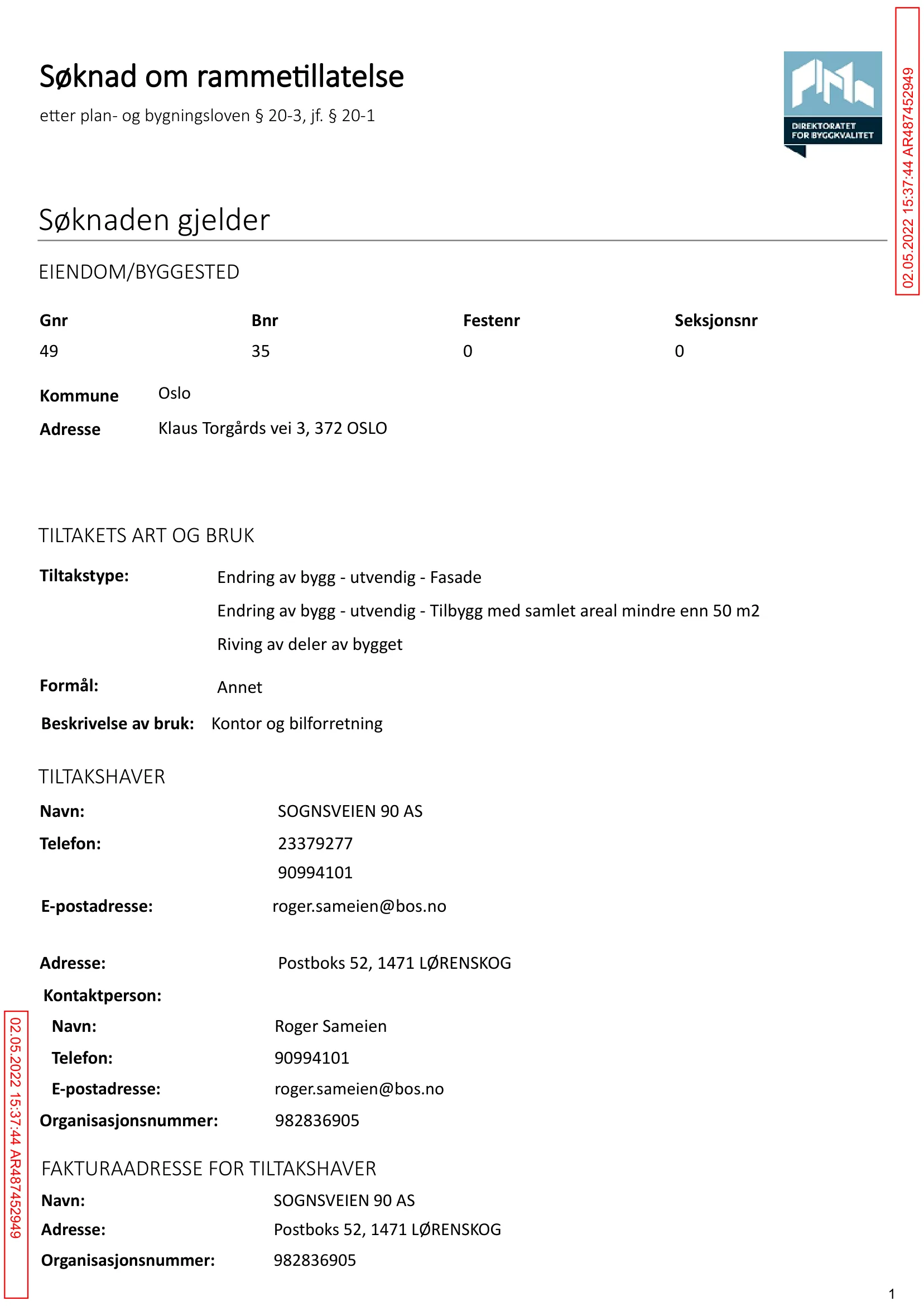 Søknad om rammetillatelse