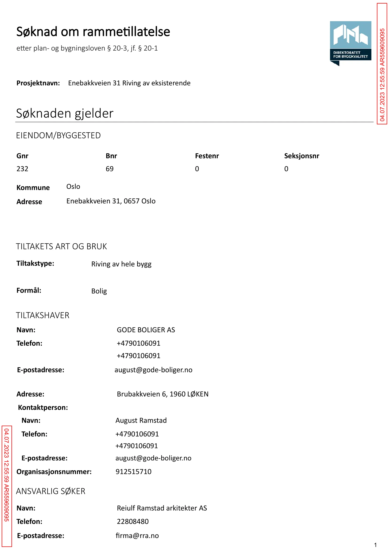 Søknad om rammetillatelse