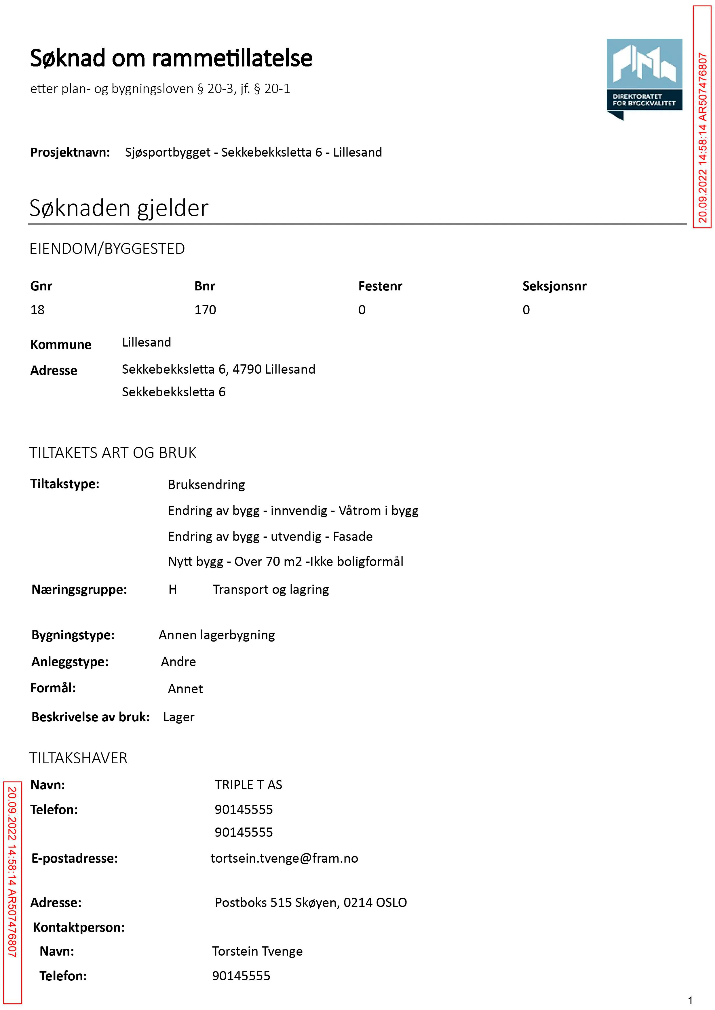 Søknad om rammetillatelse