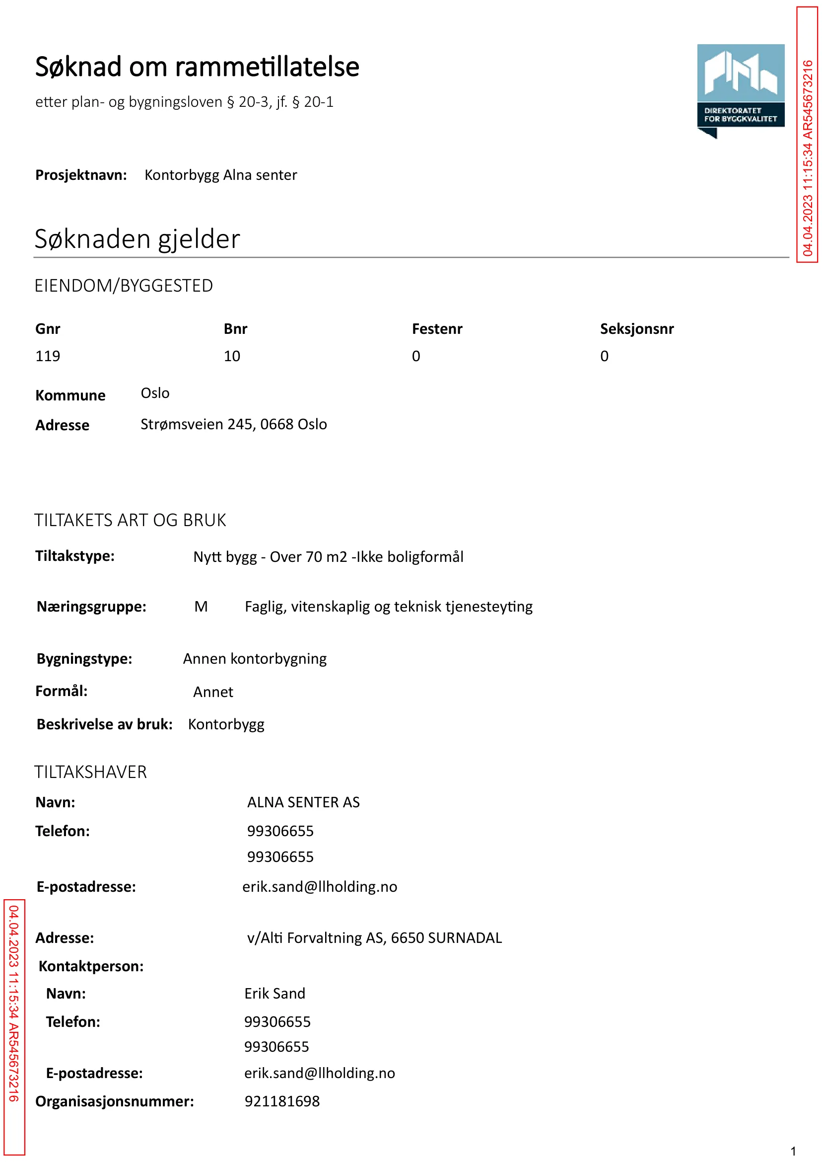 Søknad om rammetillatelse