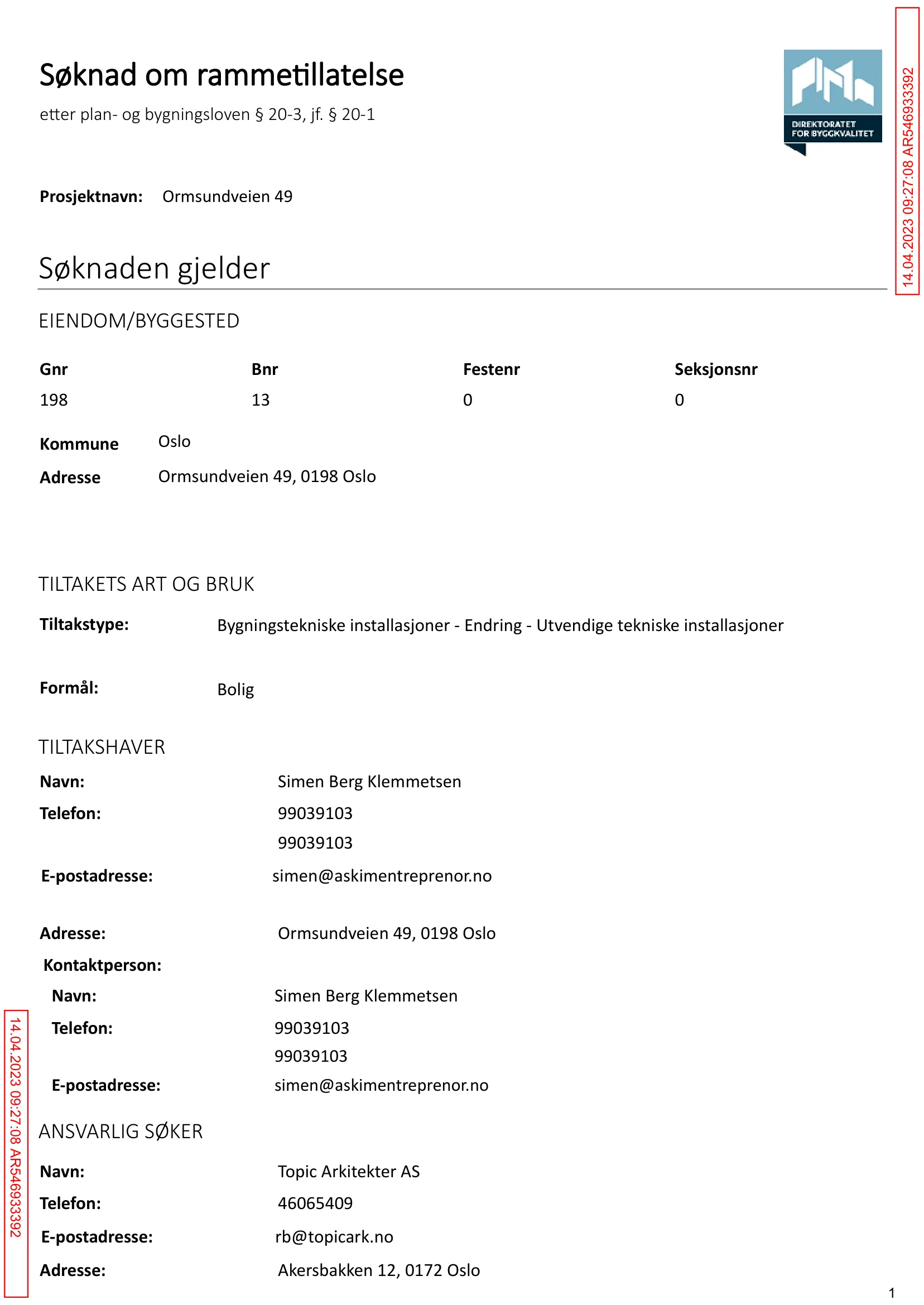Søknad om rammetillatelse