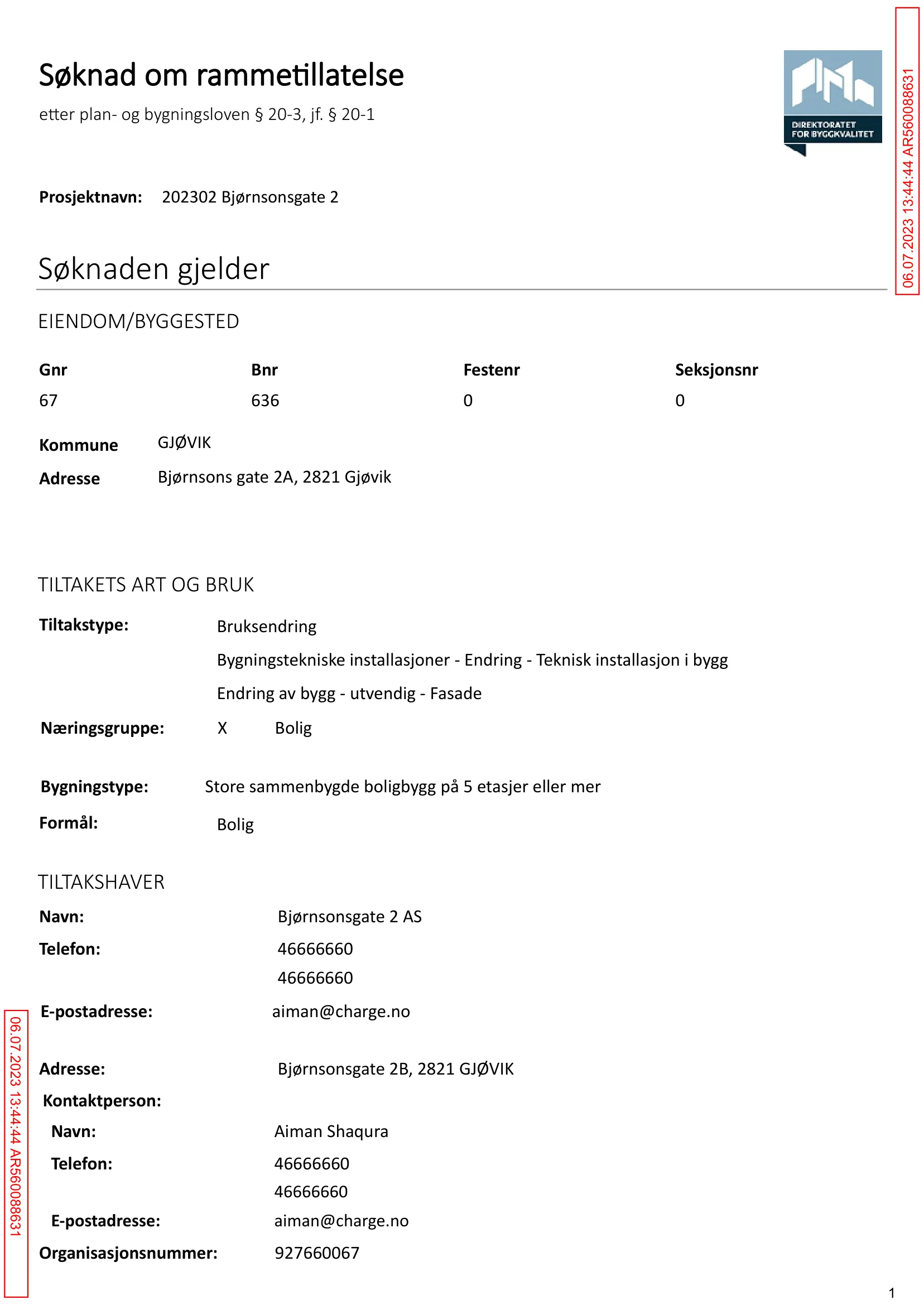 Søknad om rammetillatelse