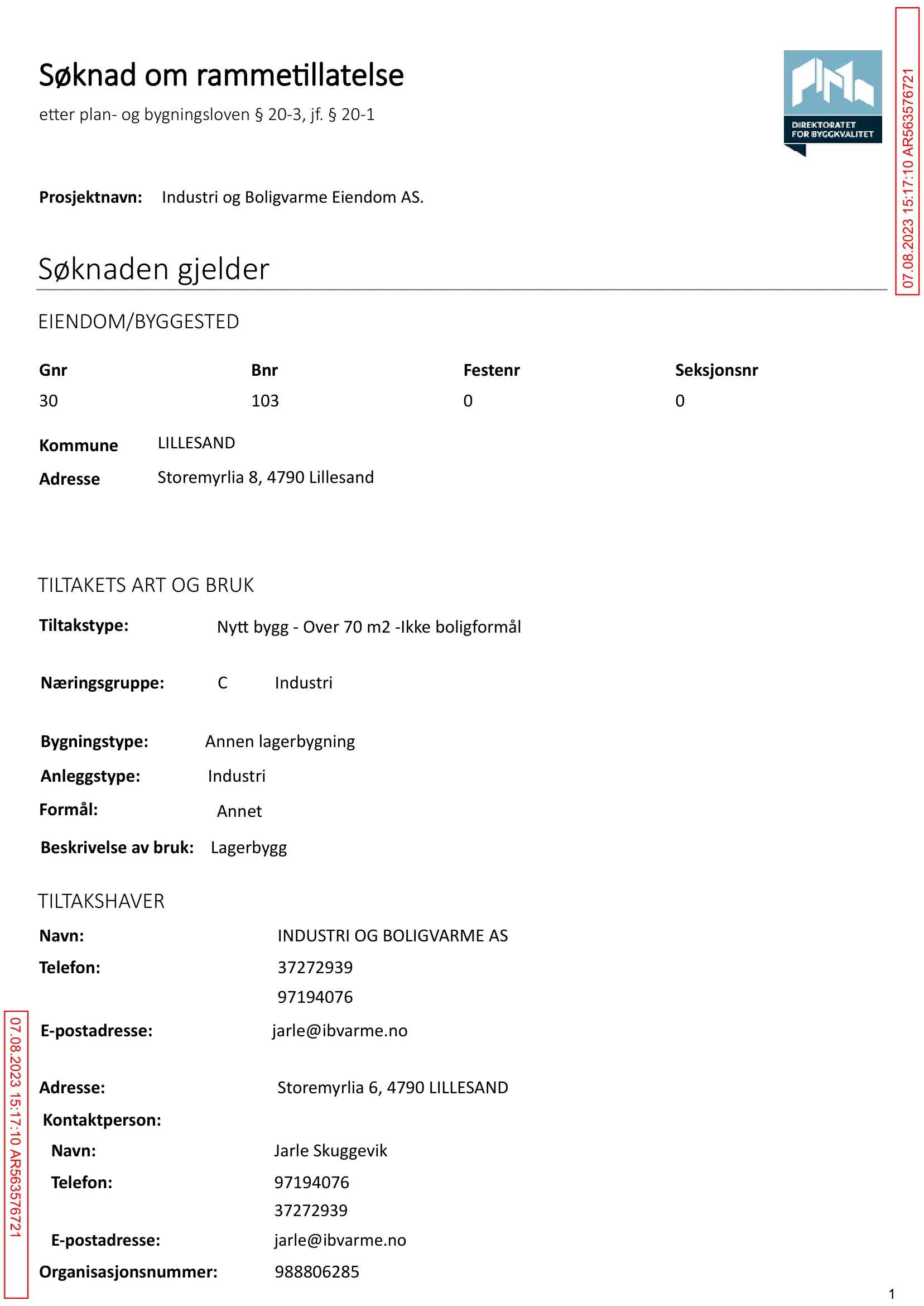 Søknad om rammetillatelse