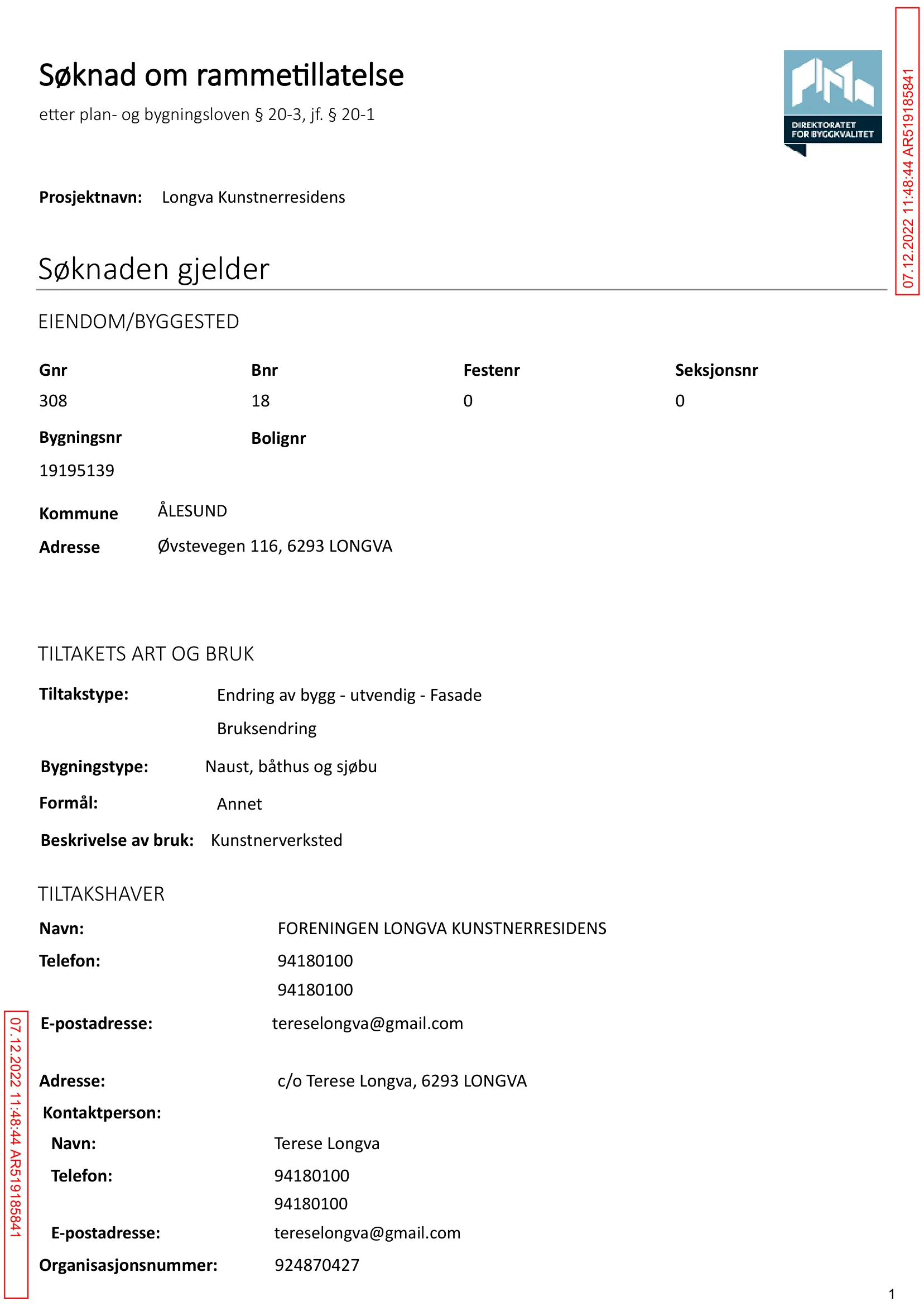Søknad om rammetillatelse