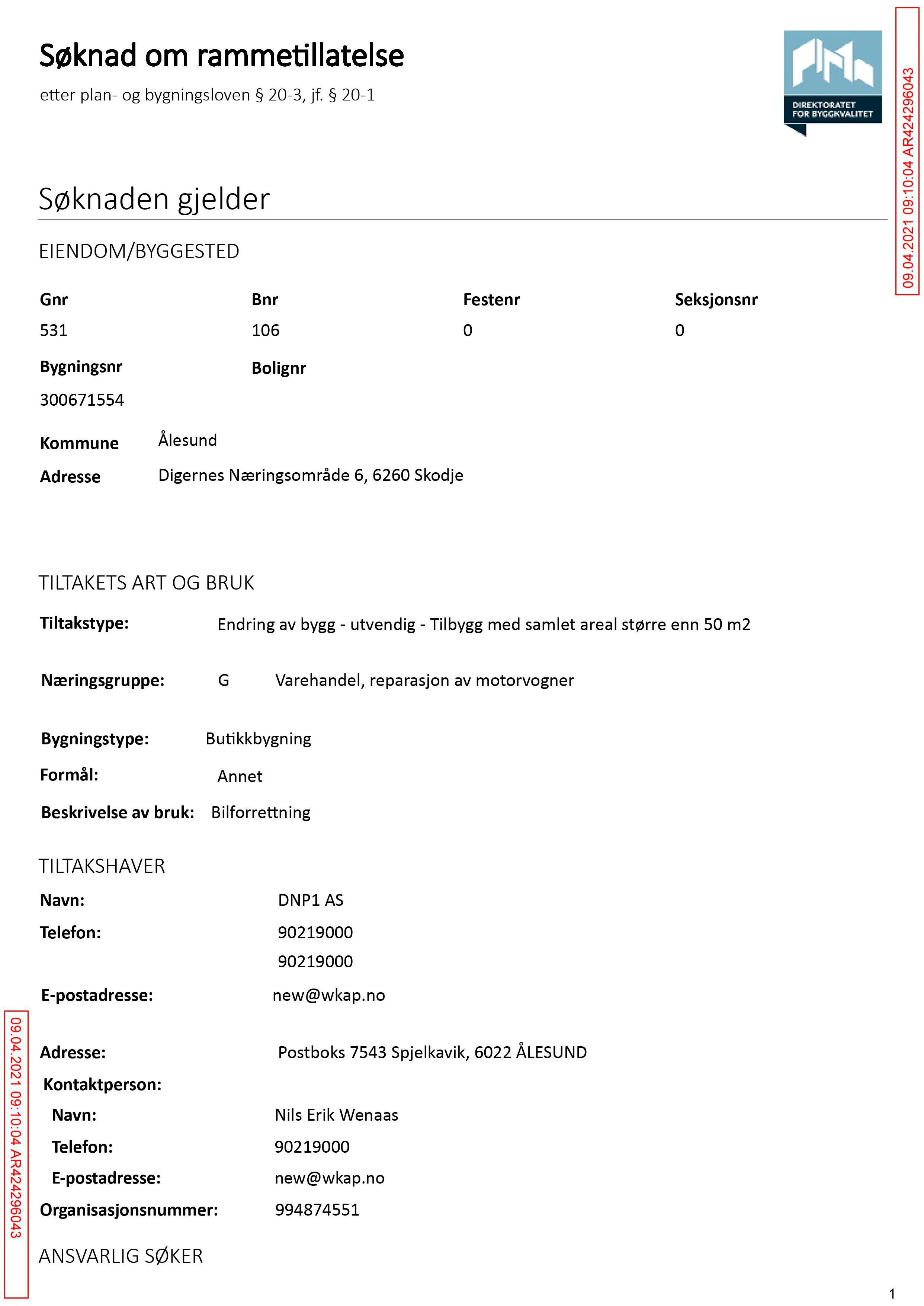 Søknad om rammetillatelse