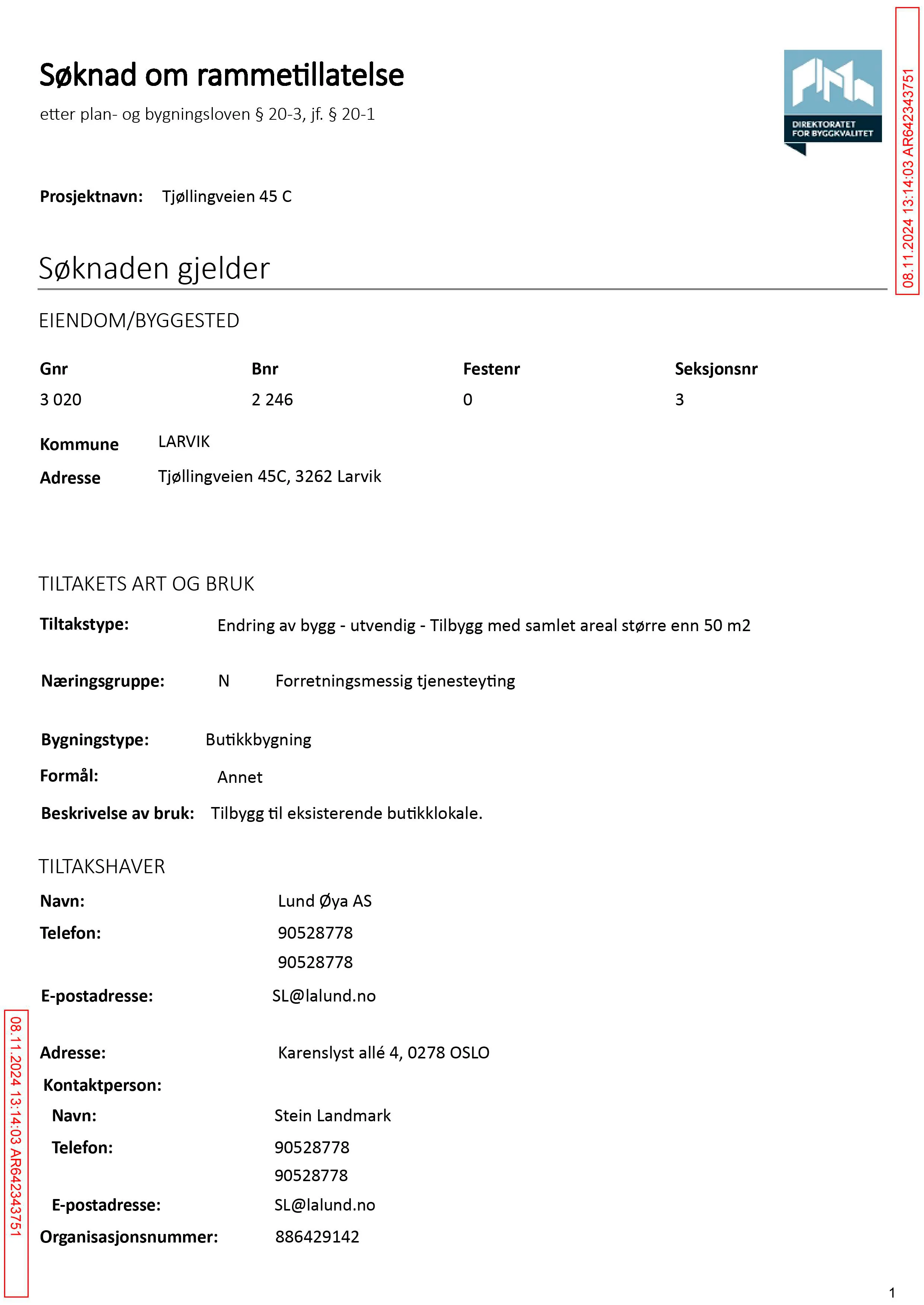 Søknad om rammetillatelse